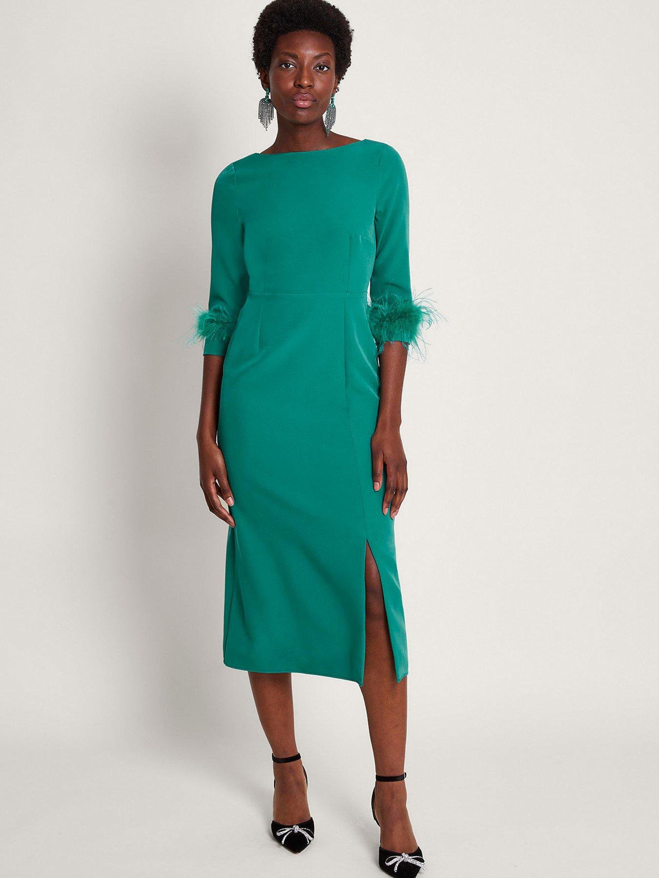 Monsoon Gwen Feather Dress Green Very