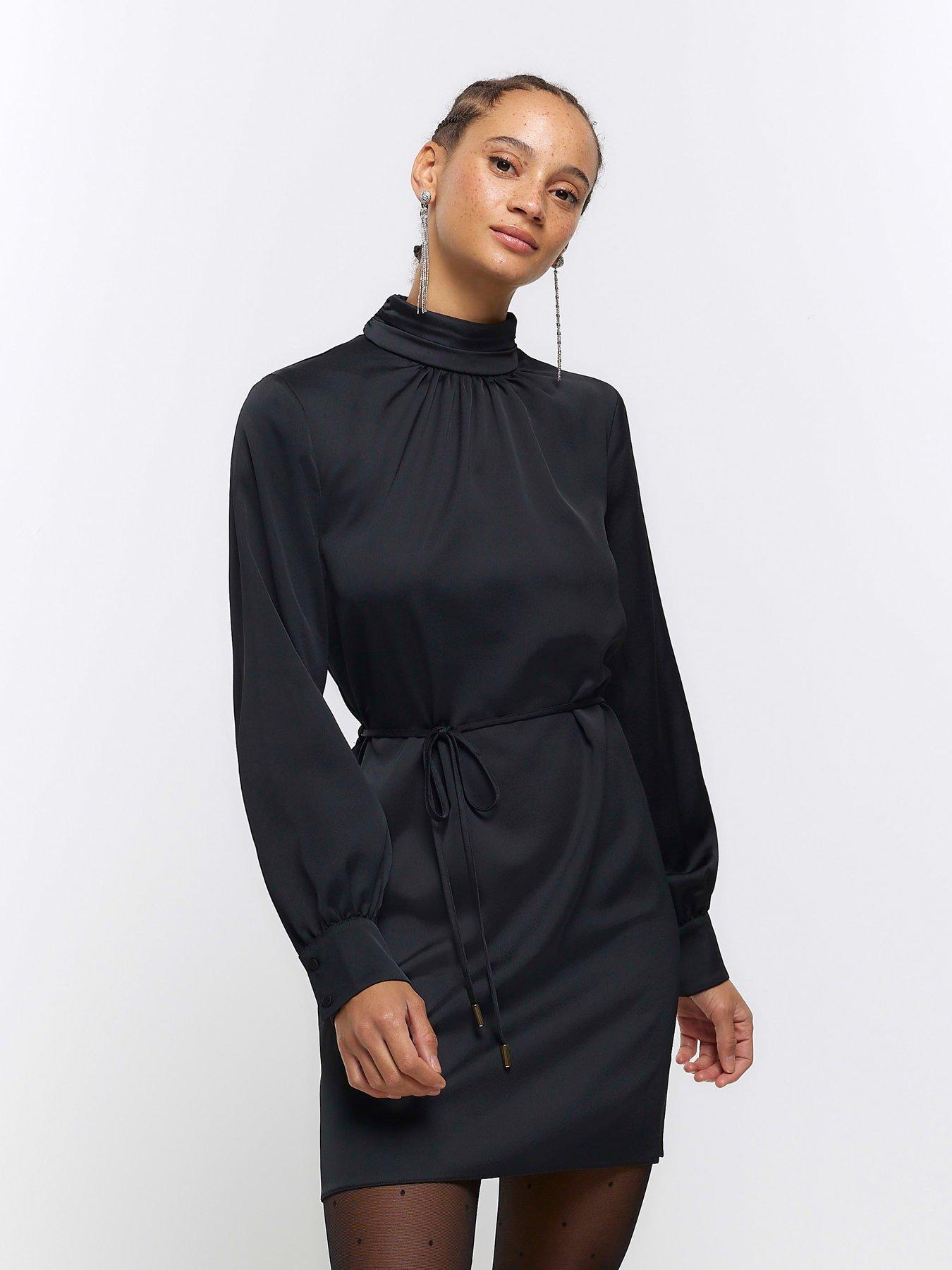 River island black sales silk dress