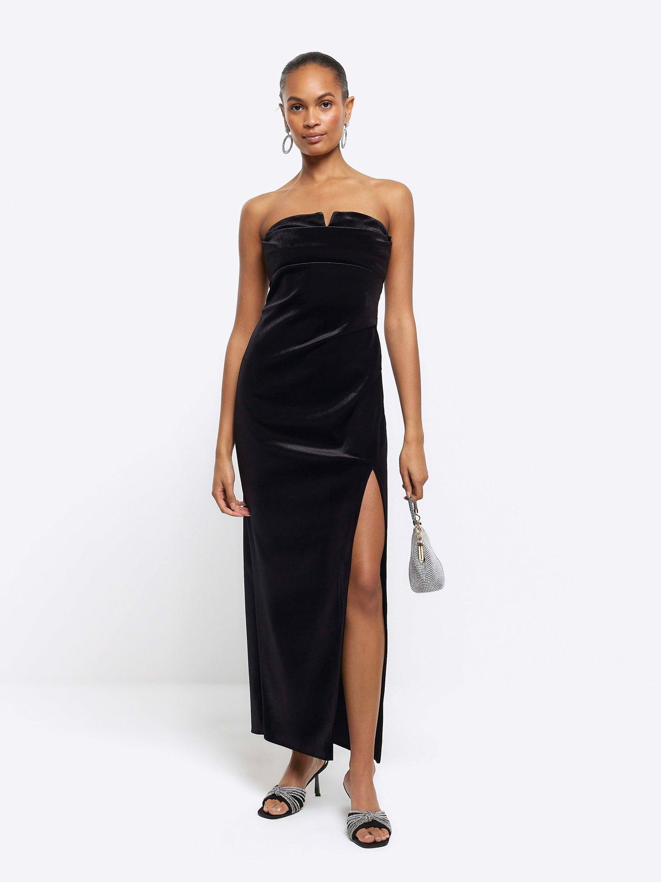 Black velvet hotsell bandeau dress