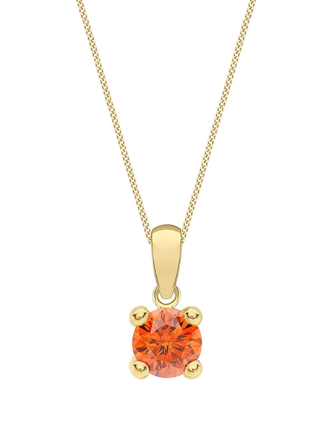 Product photograph of Love Gold 9ct Yellow Gold Birthstone Pendant Curb Chain from very.co.uk