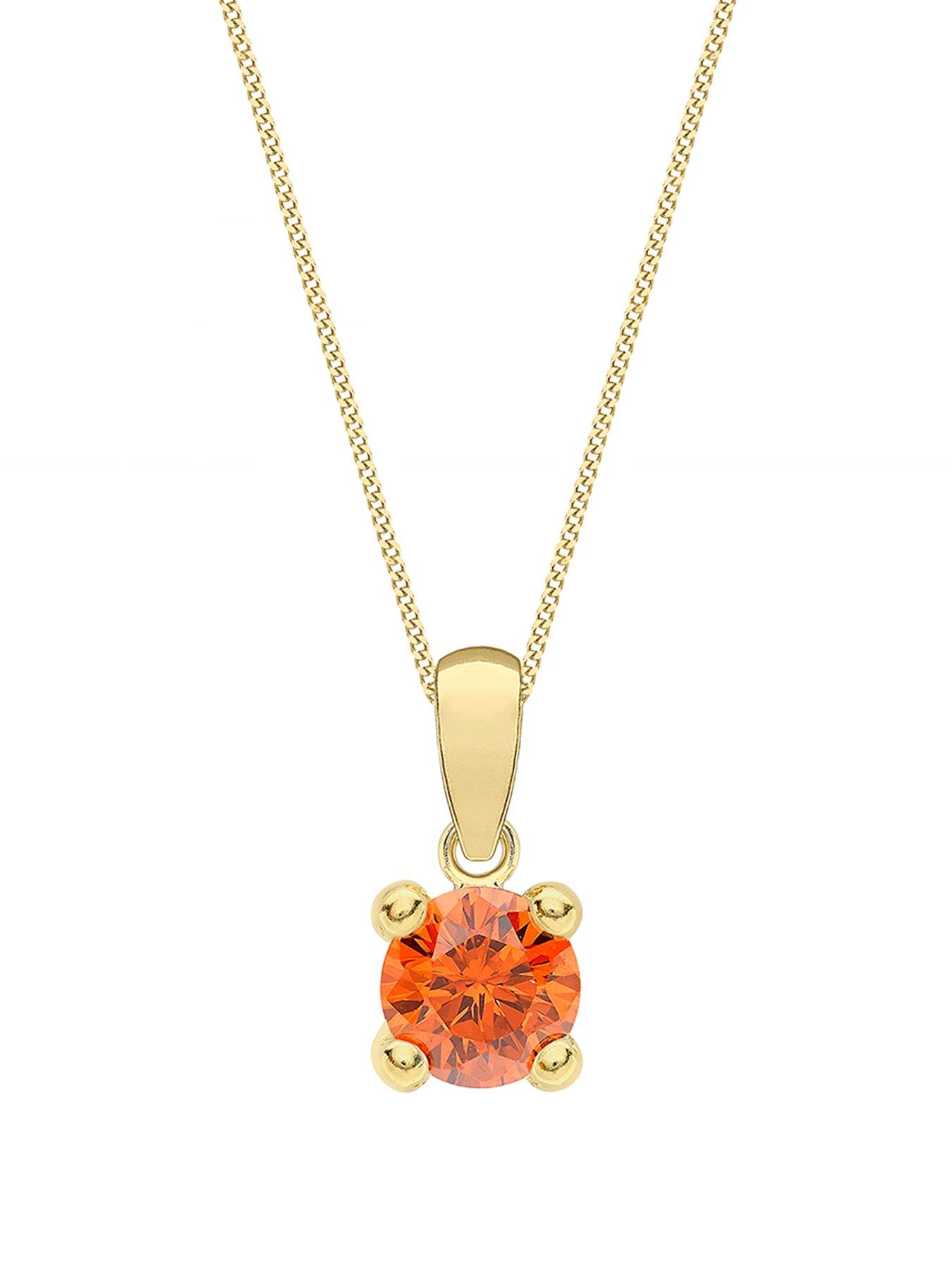 The Love Collection 9ct Yellow Gold Birthstone Pendant & Curb Chain