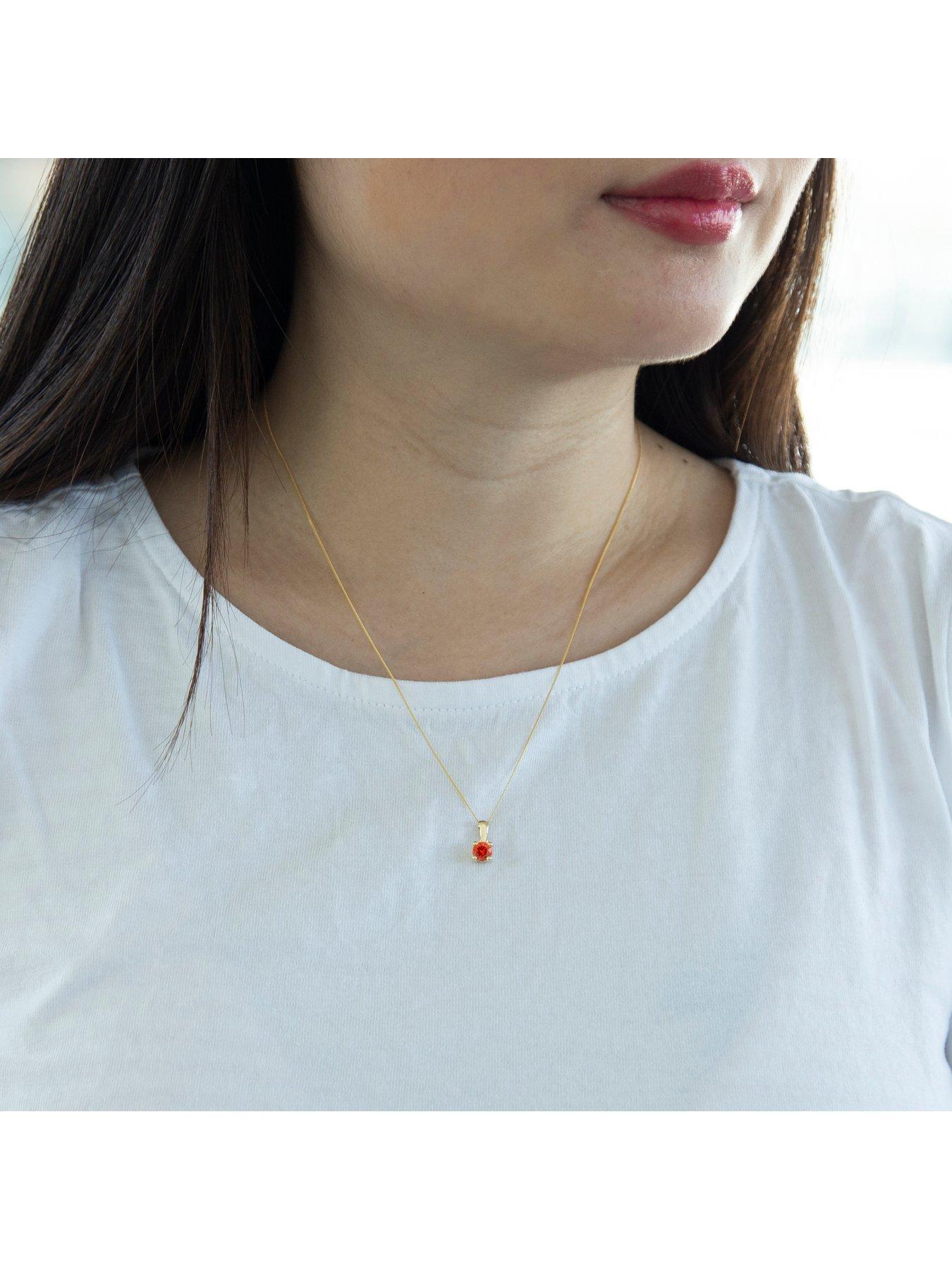 Image 2 of 4 of The Love Collection 9ct Yellow Gold Birthstone Pendant & Curb Chain
