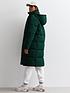  image of new-look-dark-green-longline-hooded-puffer-jacket