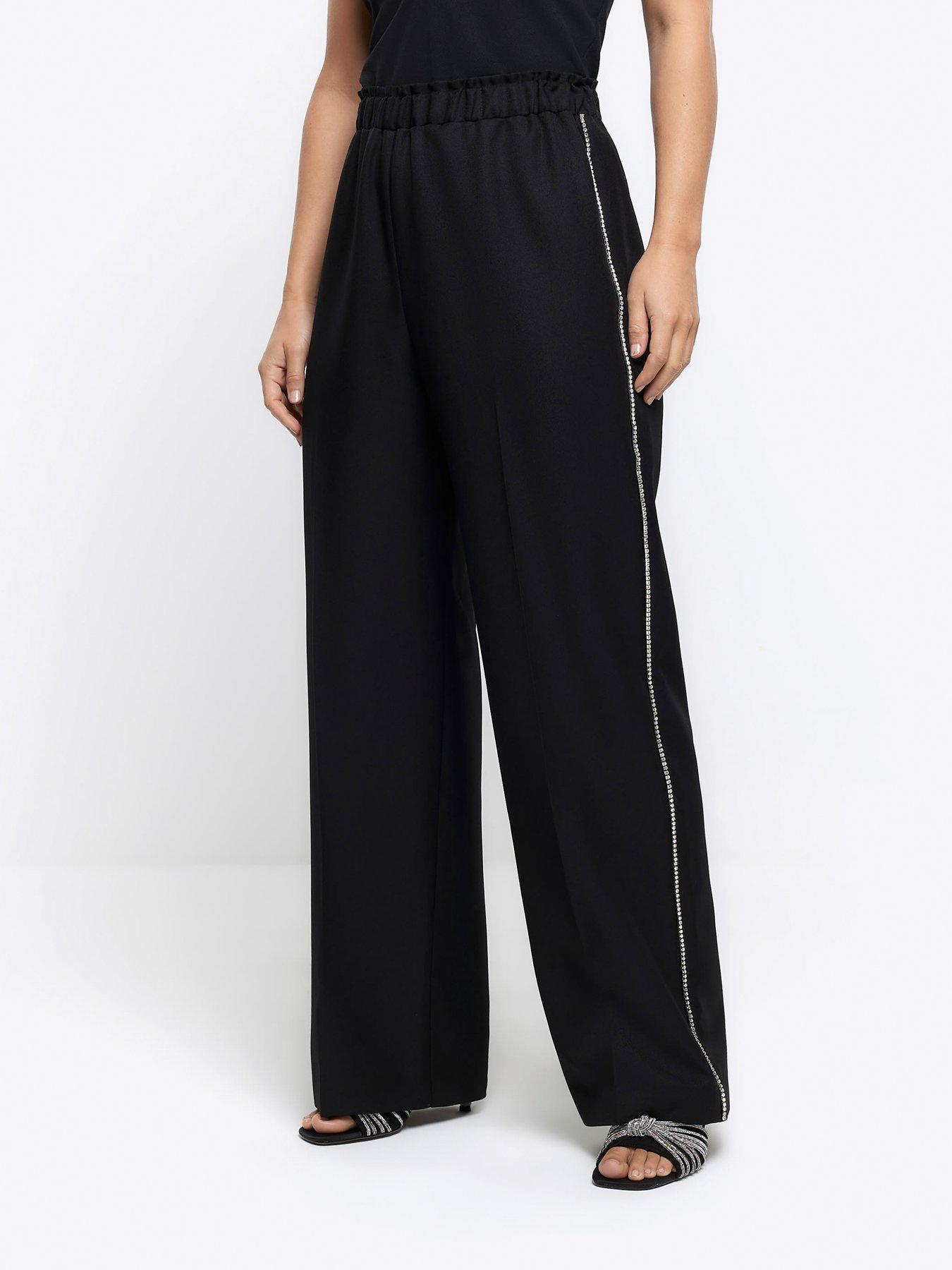 River Island Diamante Tux Trouser - Black