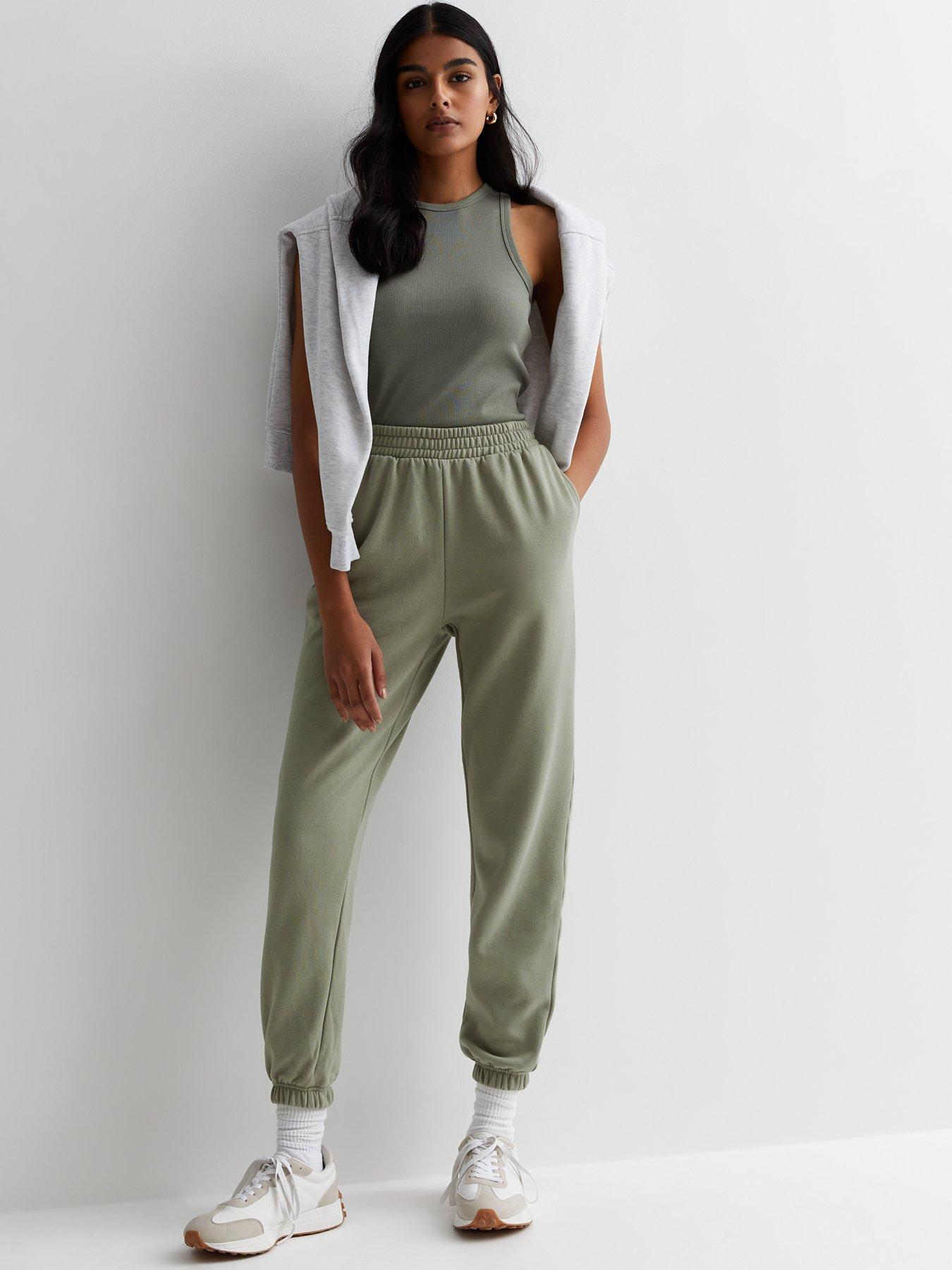 KHAKI Basic cuffed joggers, Womens Joggers