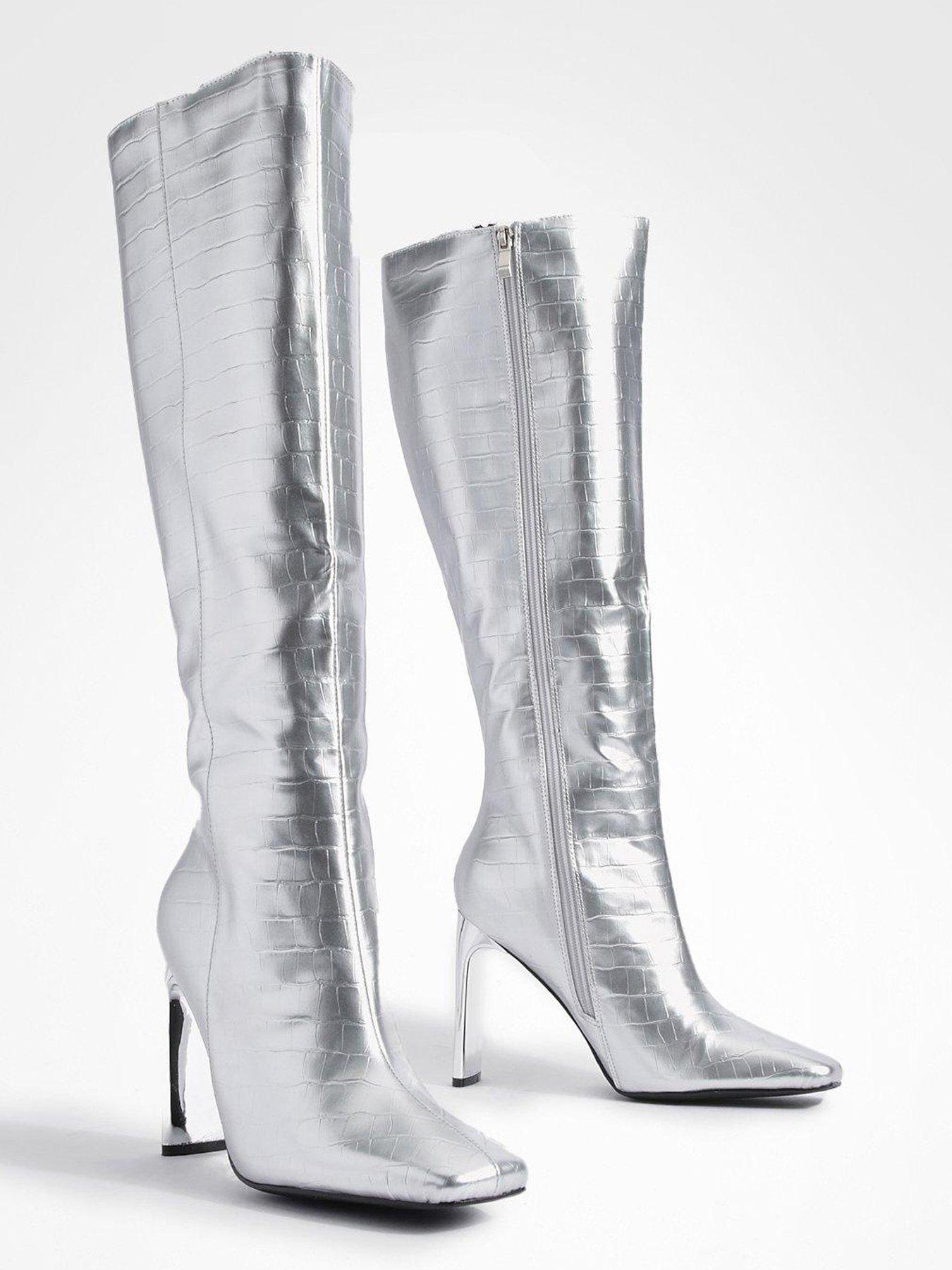 Metallic hot sale heel boots