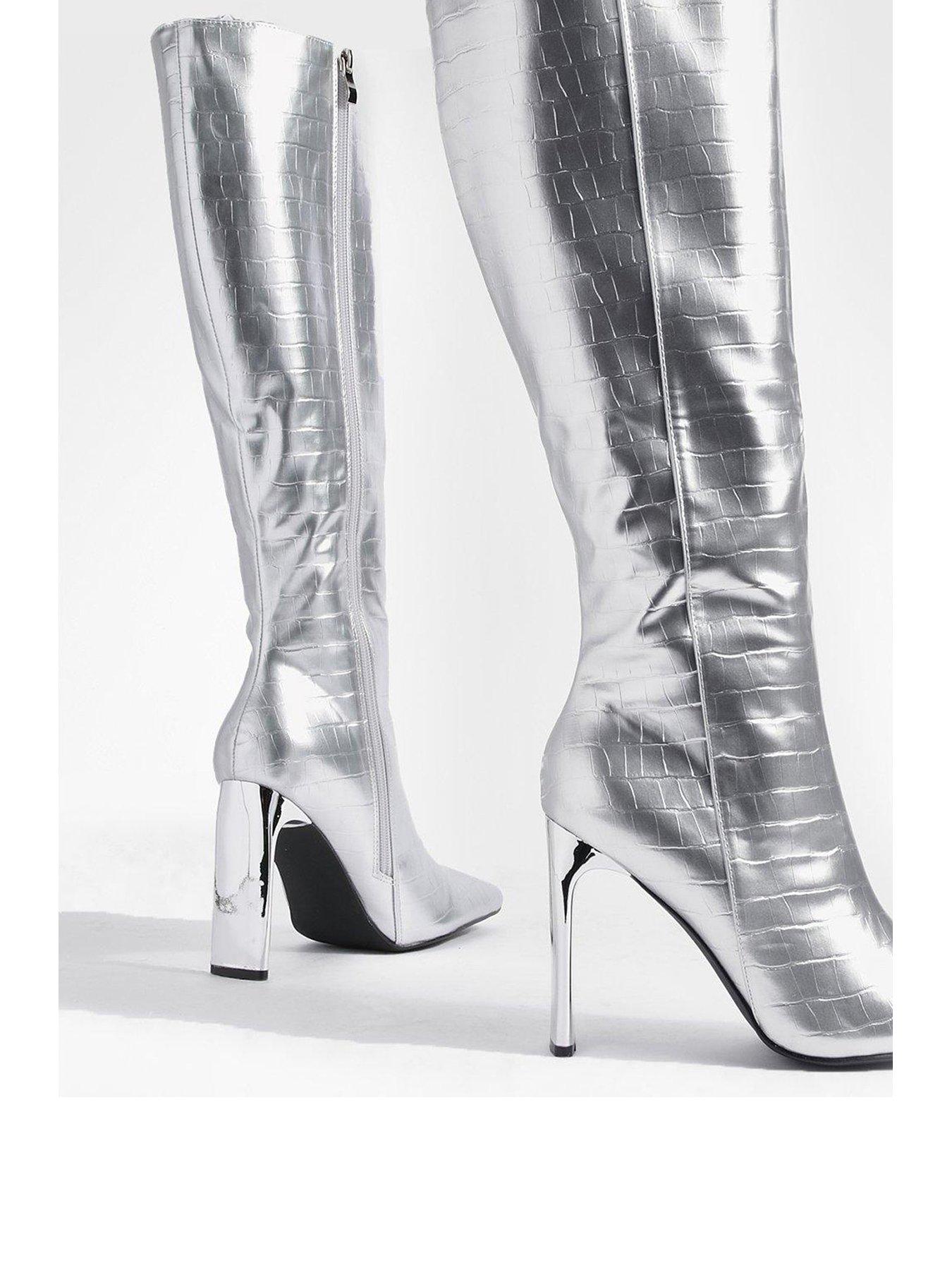 High on sale silver boots