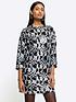  image of river-island-abstract-sequin-smock-dress-black