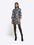  image of river-island-abstract-sequin-smock-dress-black