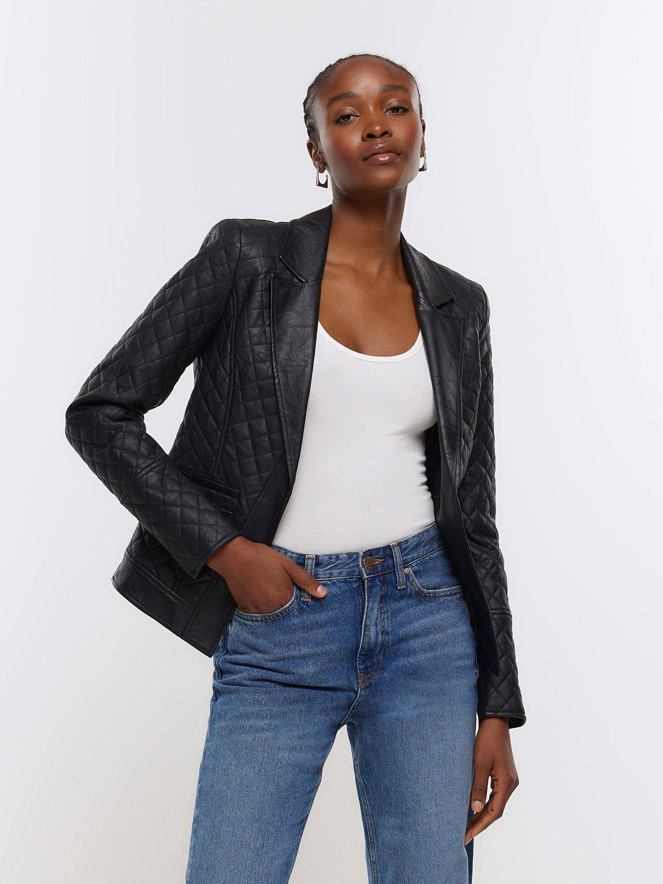 Faux Leather Croc Embossed Oversized Blazer