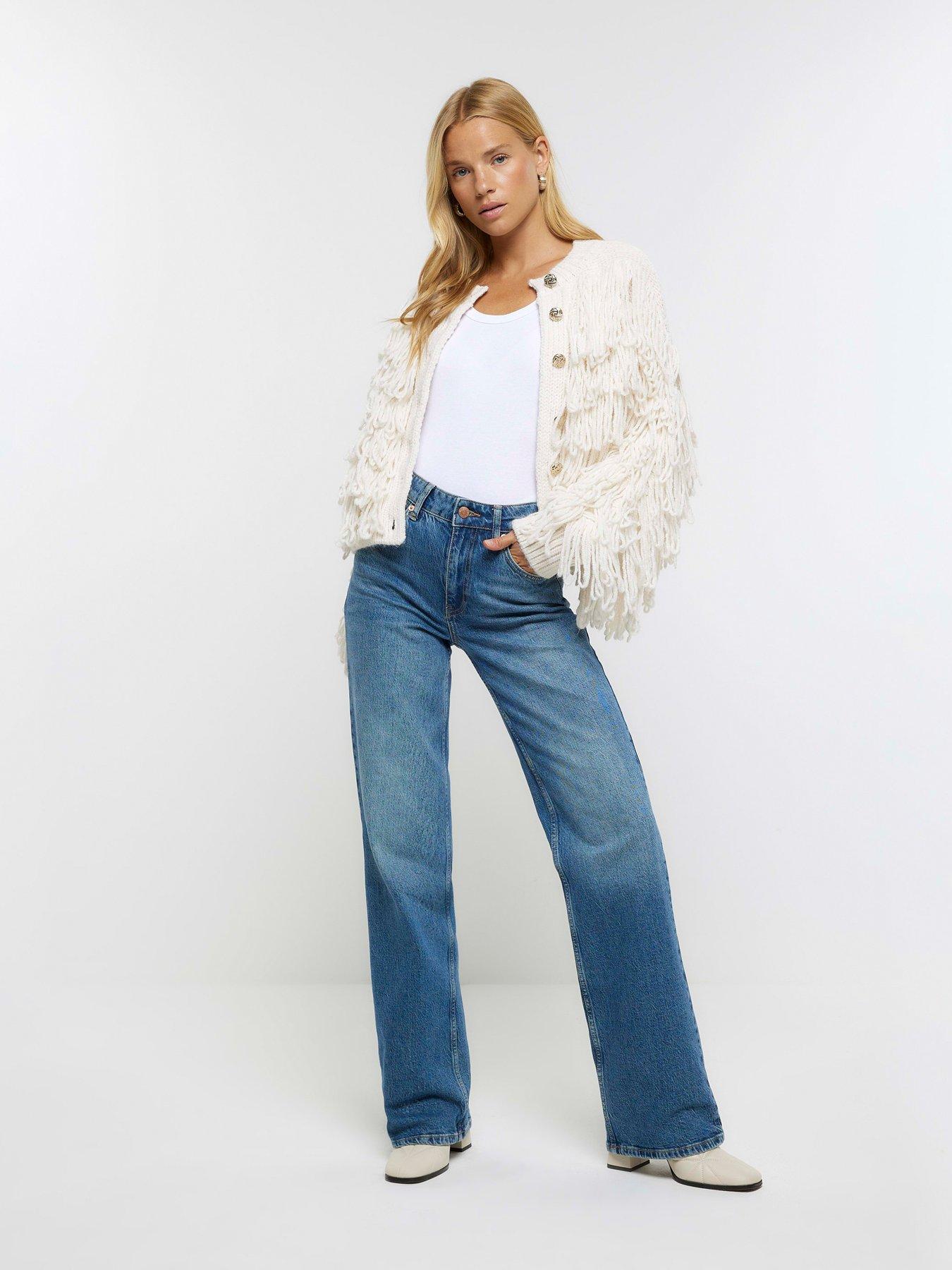 Cream fringe cardigan outlet