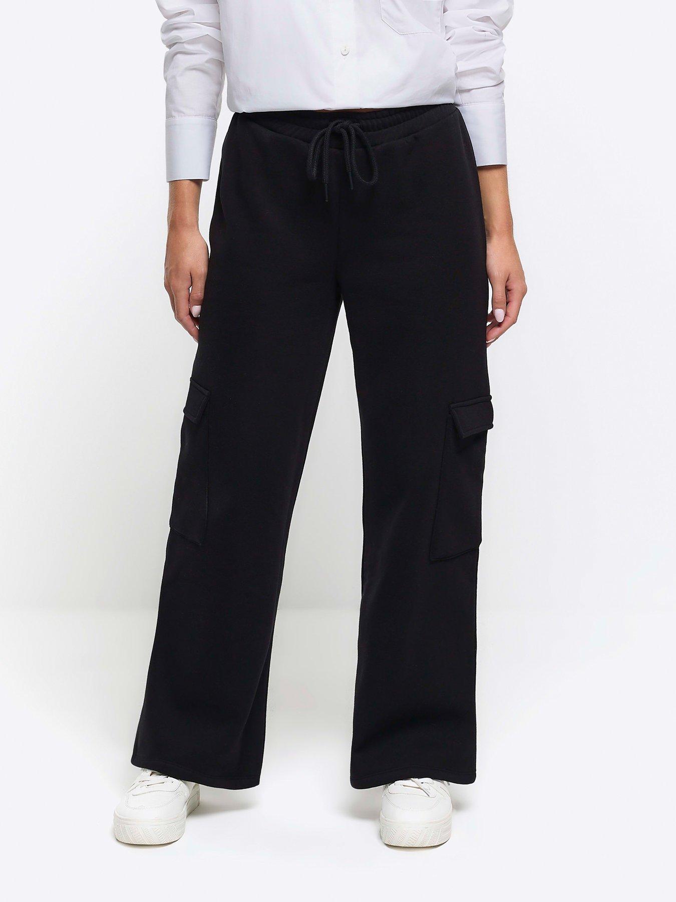 RI Petite Petite Wide Leg Cargo Jogger - Black