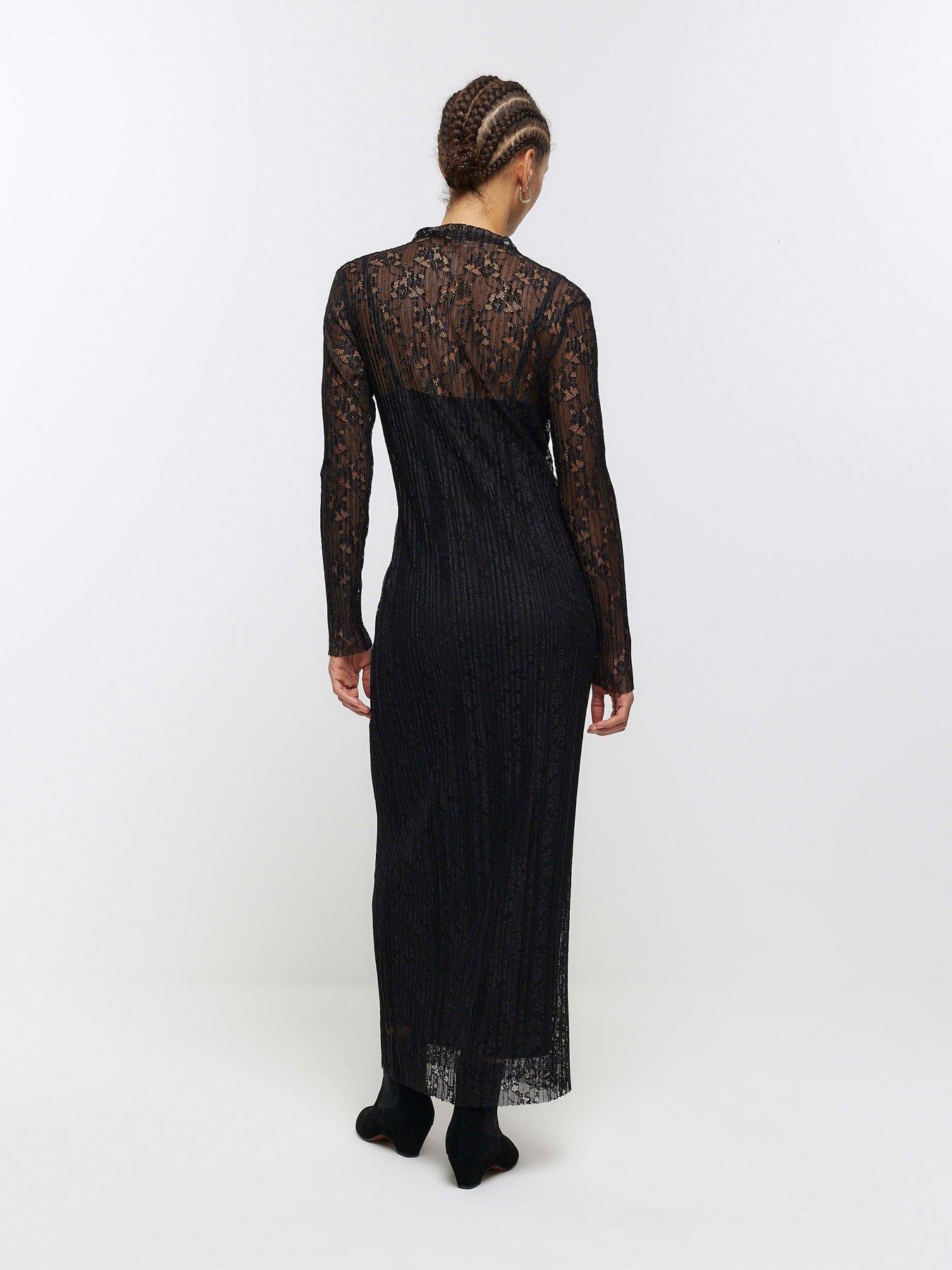 River island maxi dress in best sale black lace