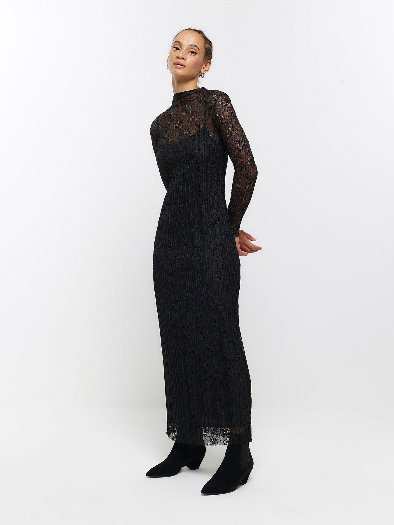 River island maxi dress in store black lace