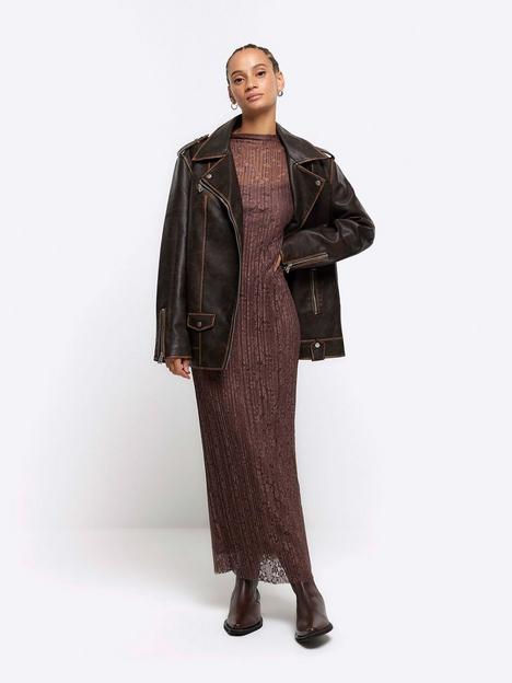 river-island-pleated-lace-dress-brown