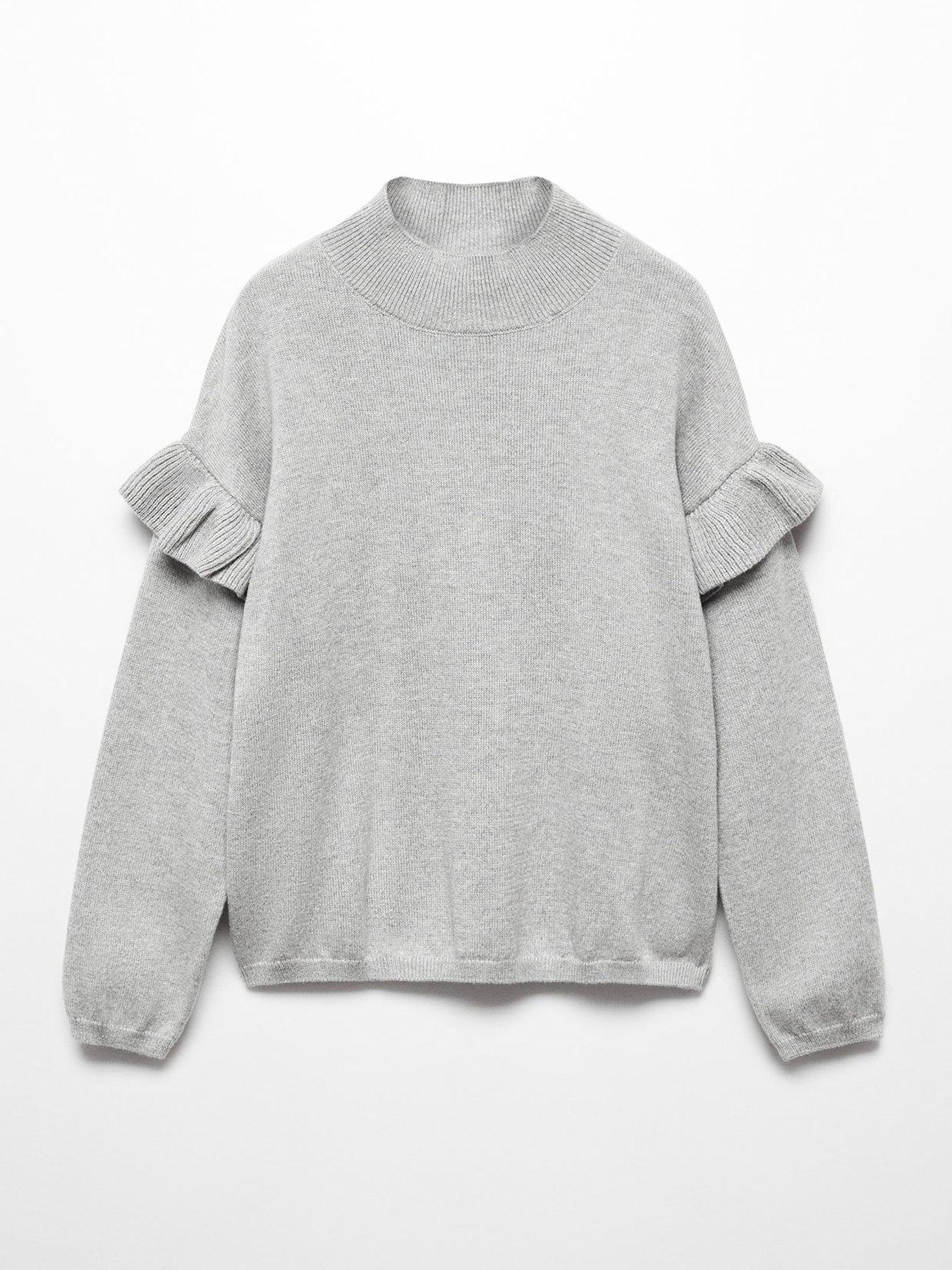 mango-girls-frill-sleeve-knitted-jumper-grey