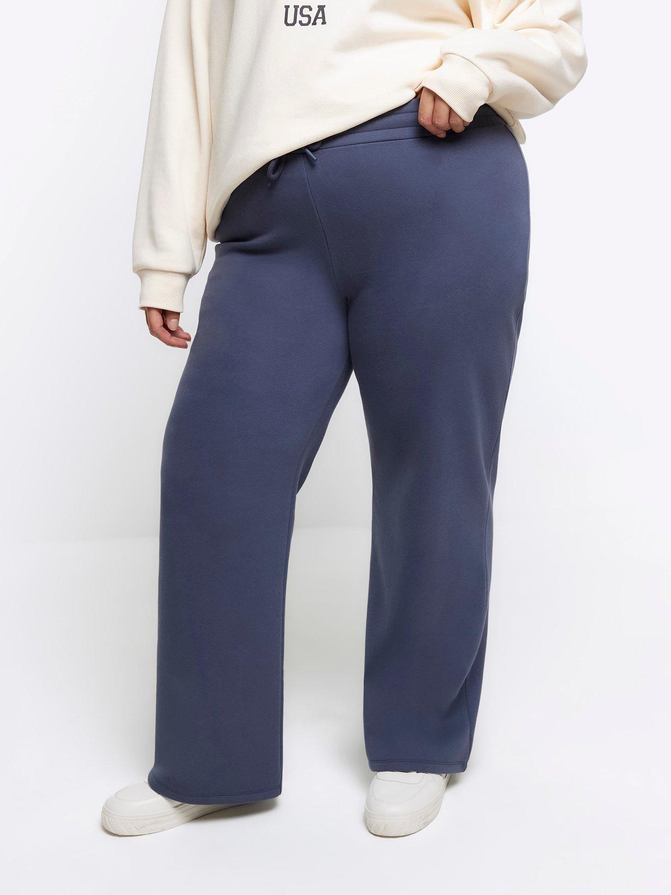 Womens medium (8-10) navy blue Nike wide leg track pants split hem