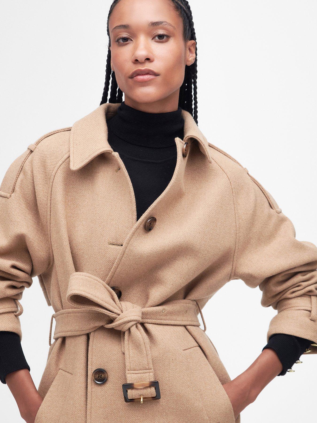 Beige wool trench coat womens store