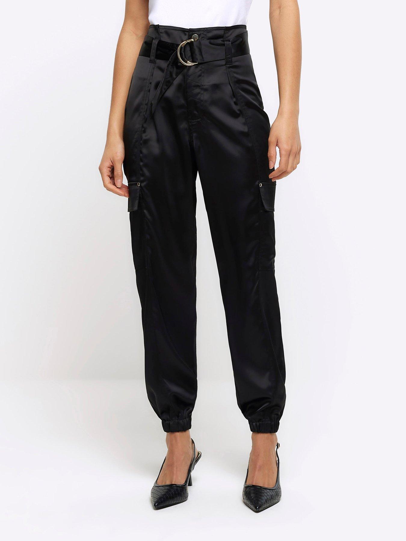 LTS Tall Women's Black Ribbed Kick Flare Trousers