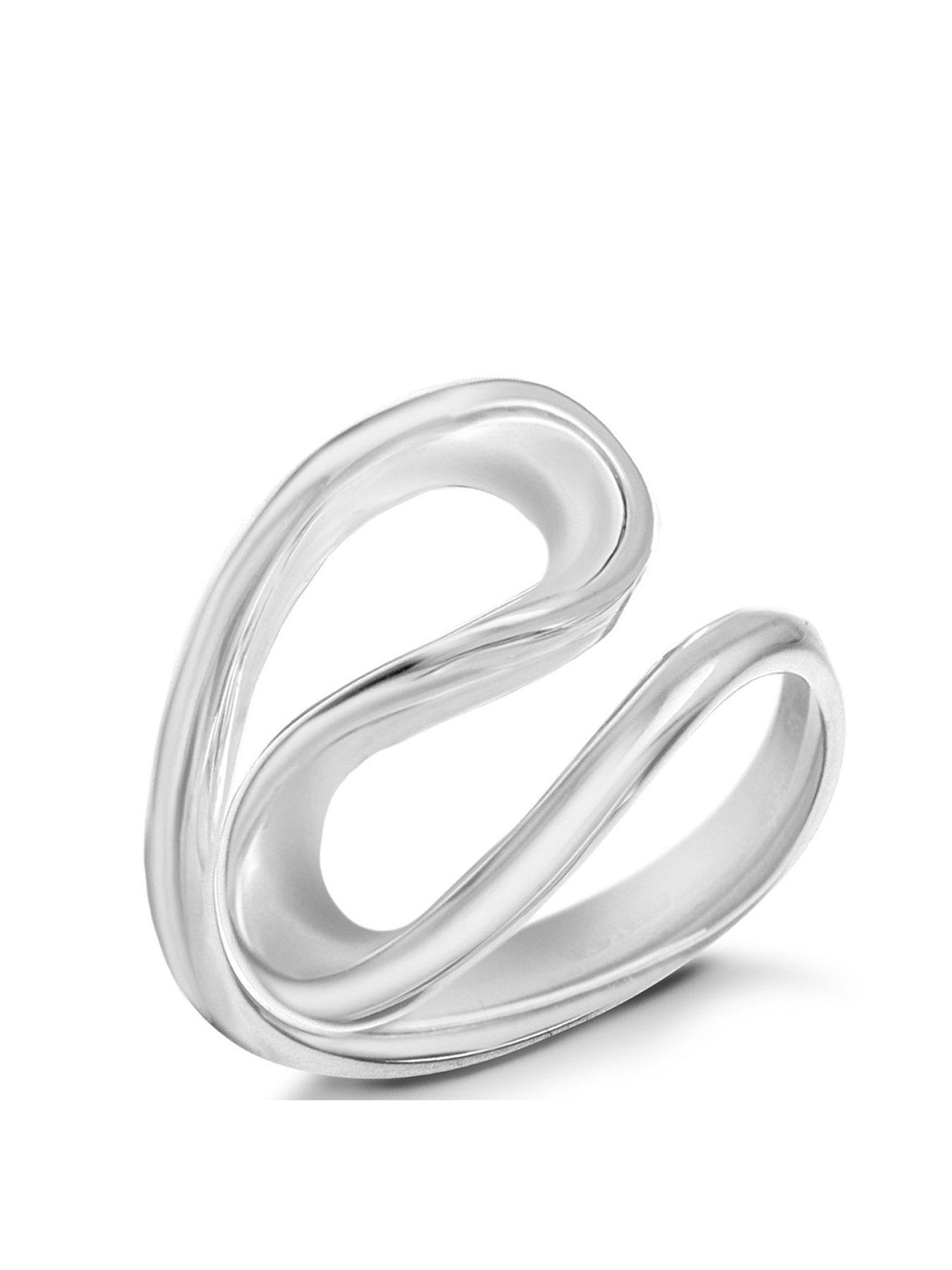 Product photograph of The Love Silver Collection Sterling Silver Double-loop Ring from very.co.uk