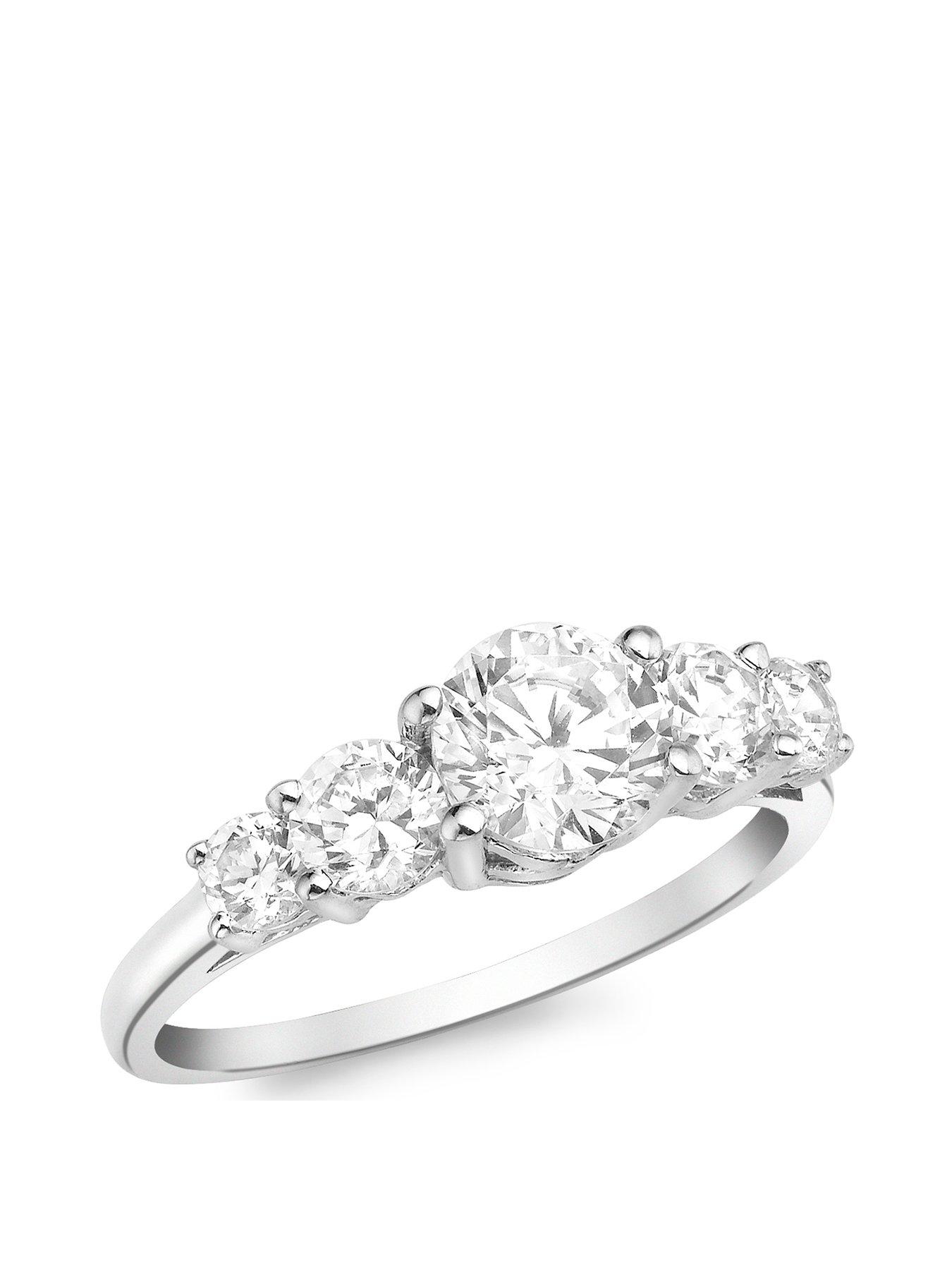 Product photograph of Love Gold 9ct White Gold 5-cz Graduated Half-eternity Ring from very.co.uk