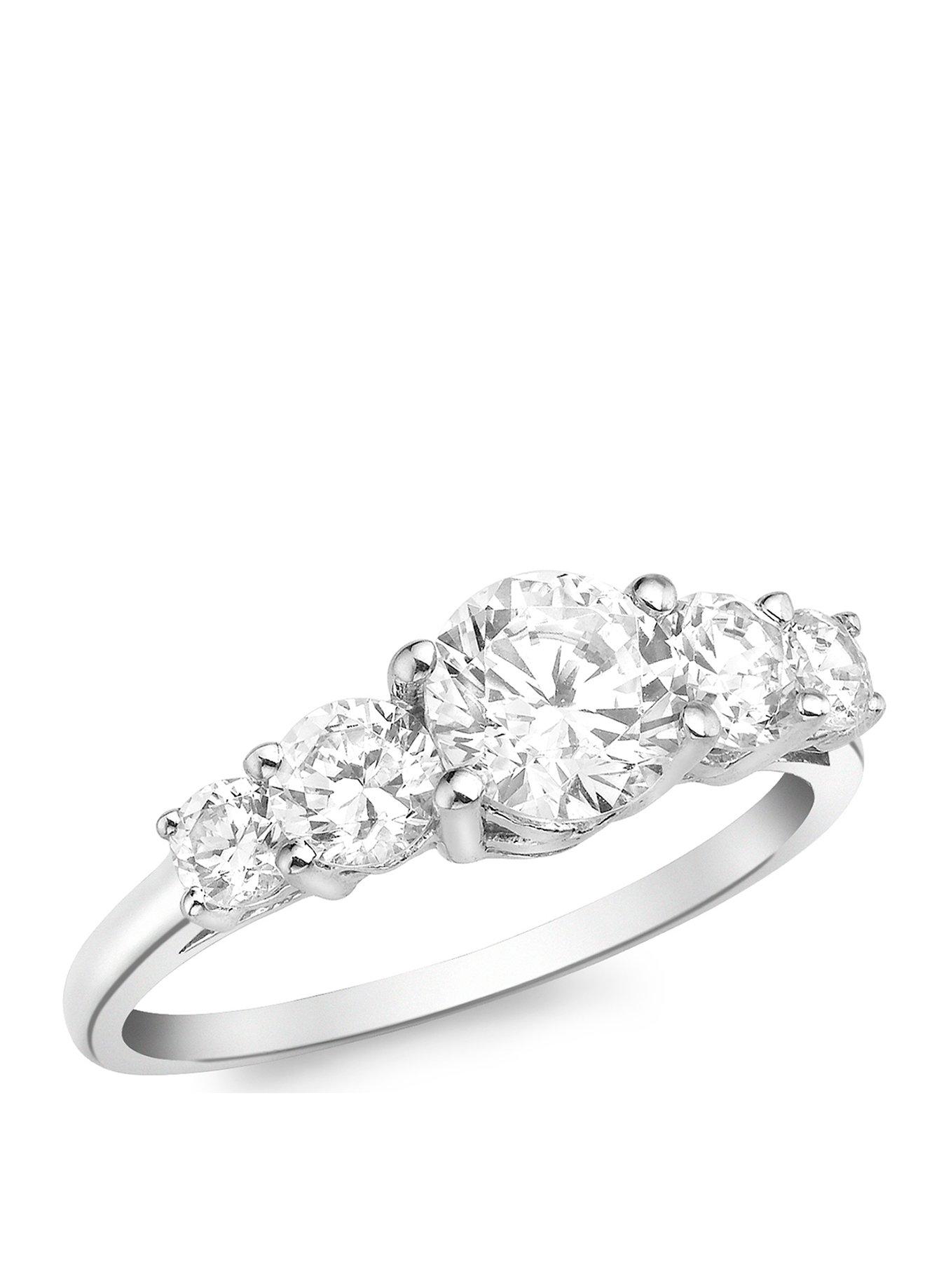 The Love Collection 9ct White Gold 5-CZ Graduated Half-Eternity Ring