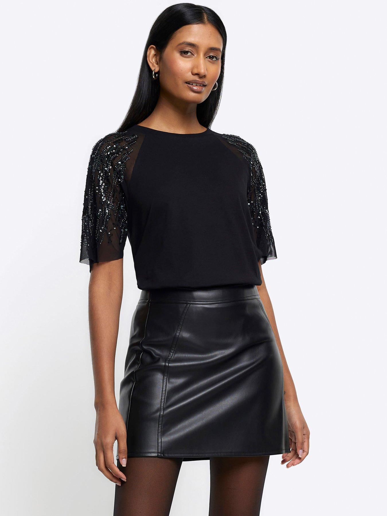 Black sequin t shirt best sale