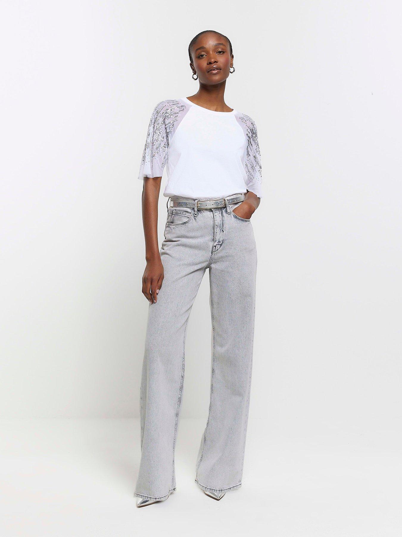 River Island Sequin T Shirt White very