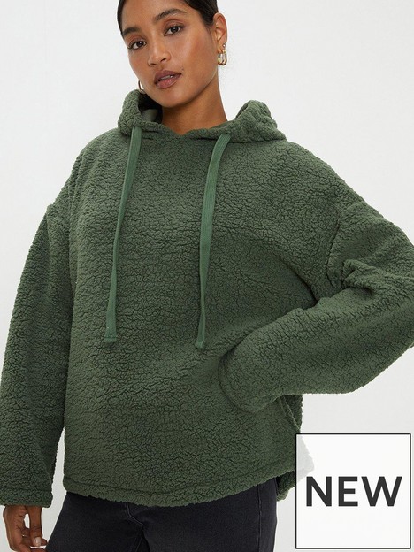 dorothy-perkins-oversized-borg-hoodie-with-drawcord-and-pockets