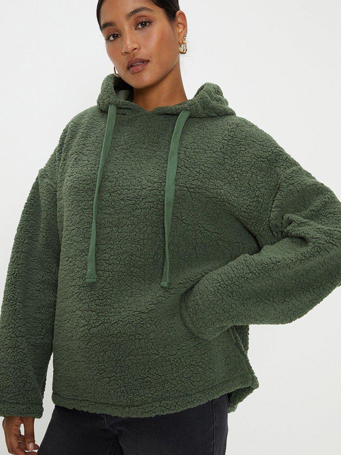 Dorothy Perkins Oversized Borg Hoodie With Drawcord And Pockets