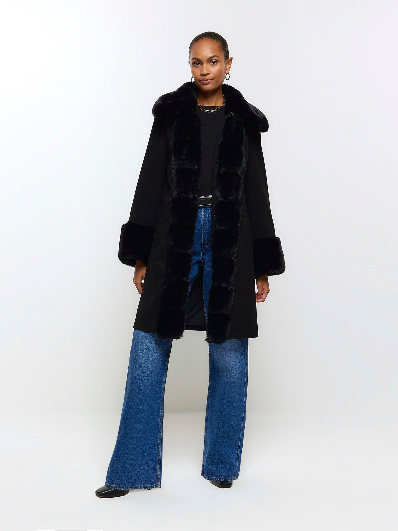 River island fur hotsell cuff coat