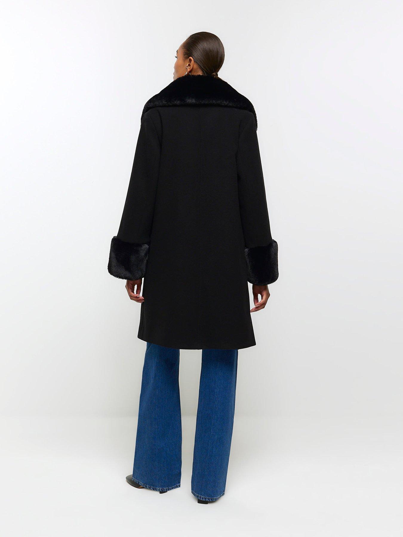 River island faux store fur collar coat