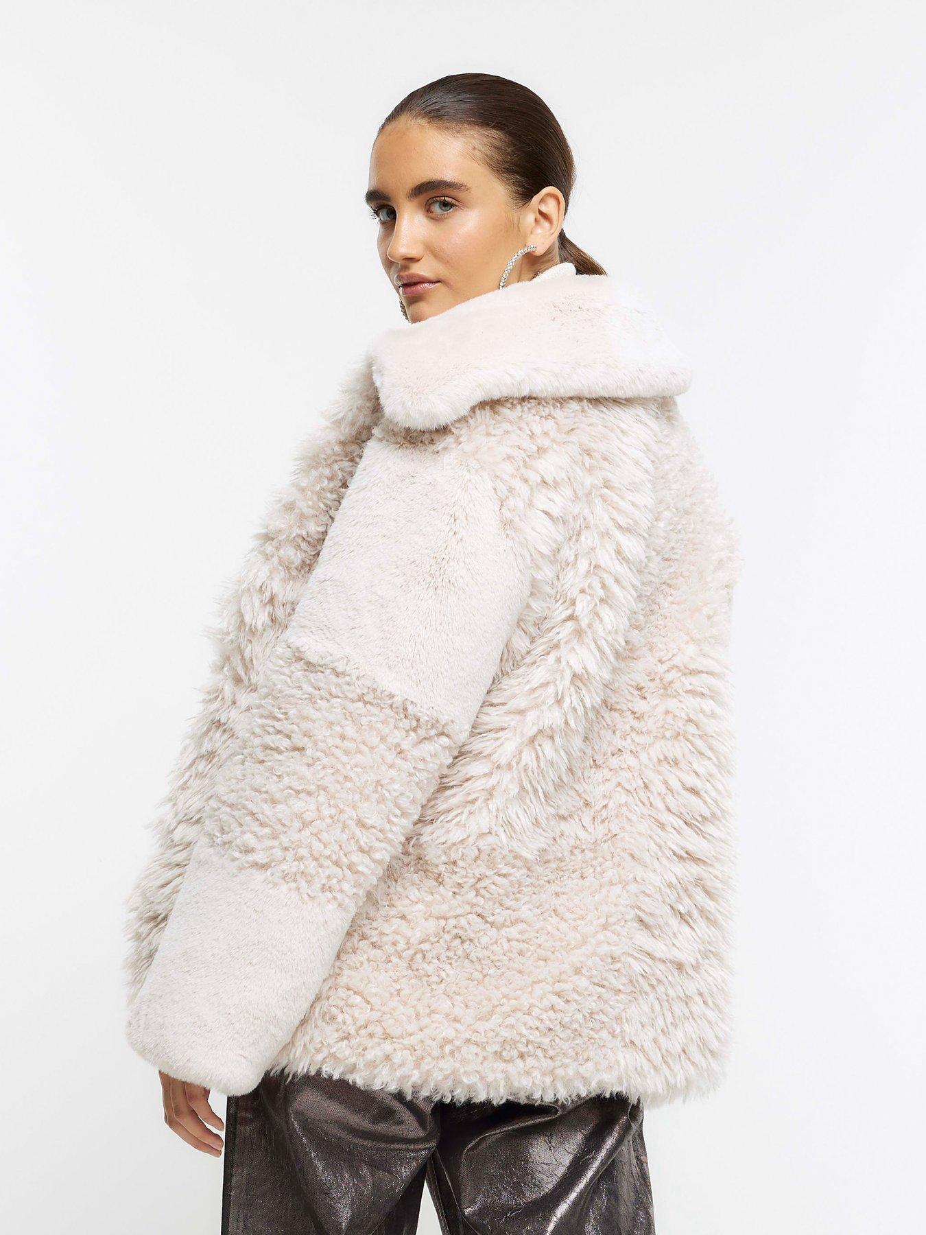 River island cream sale fur coat