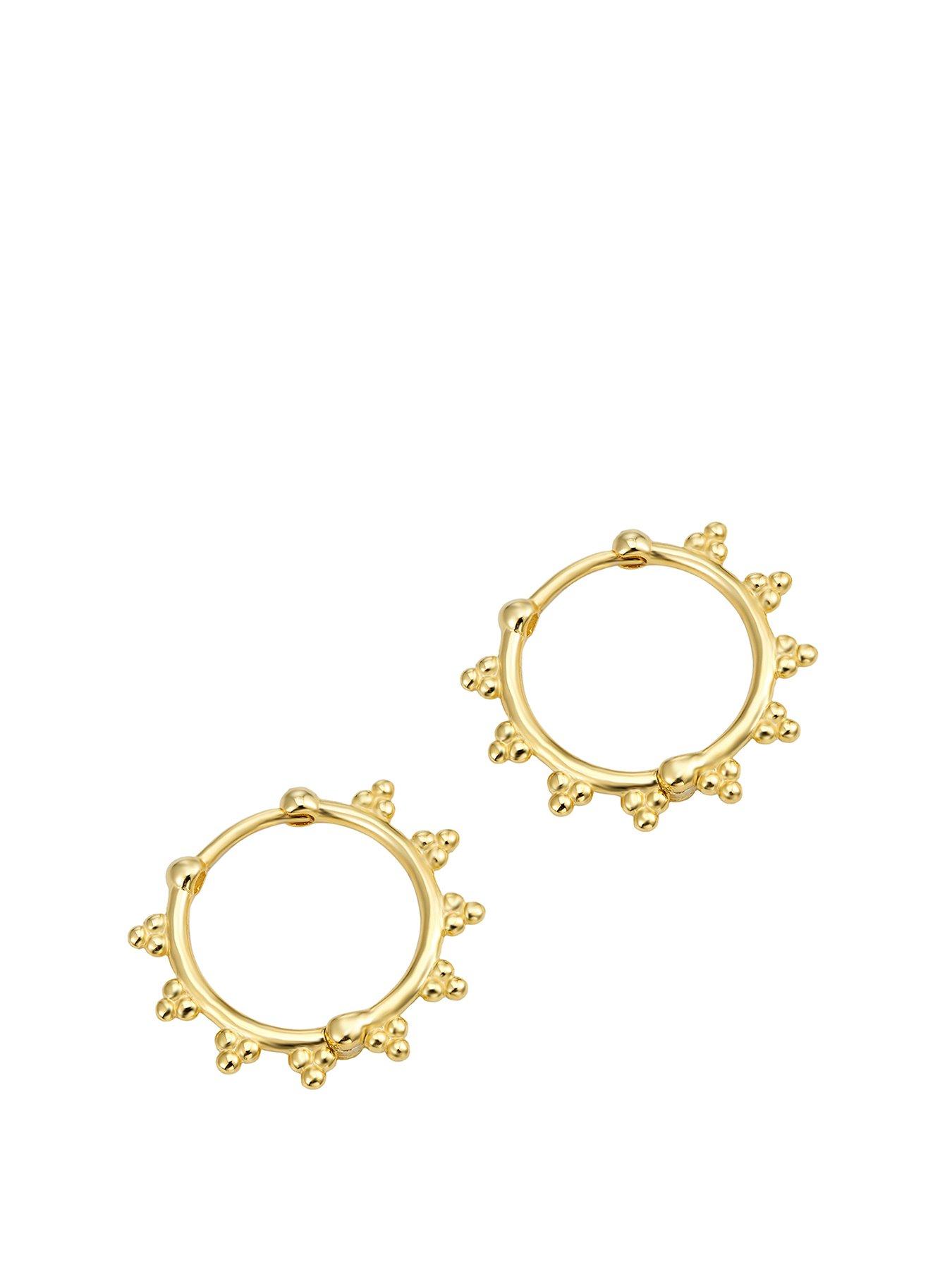 Product photograph of Seol Gold Beaded Dot Hoops Larger Size from very.co.uk