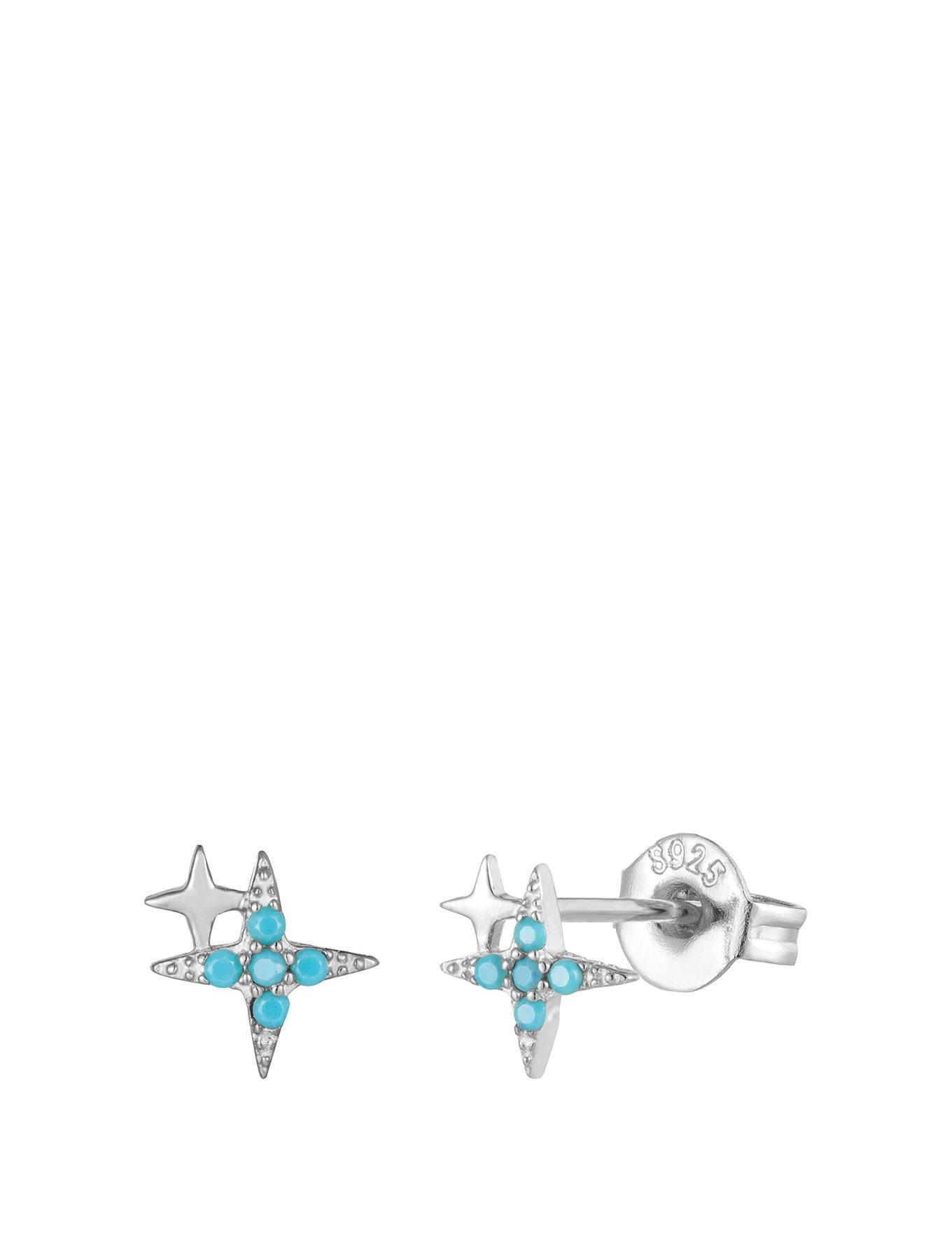 Product photograph of Seol Gold Turquoise North Star Stud Earrings from very.co.uk