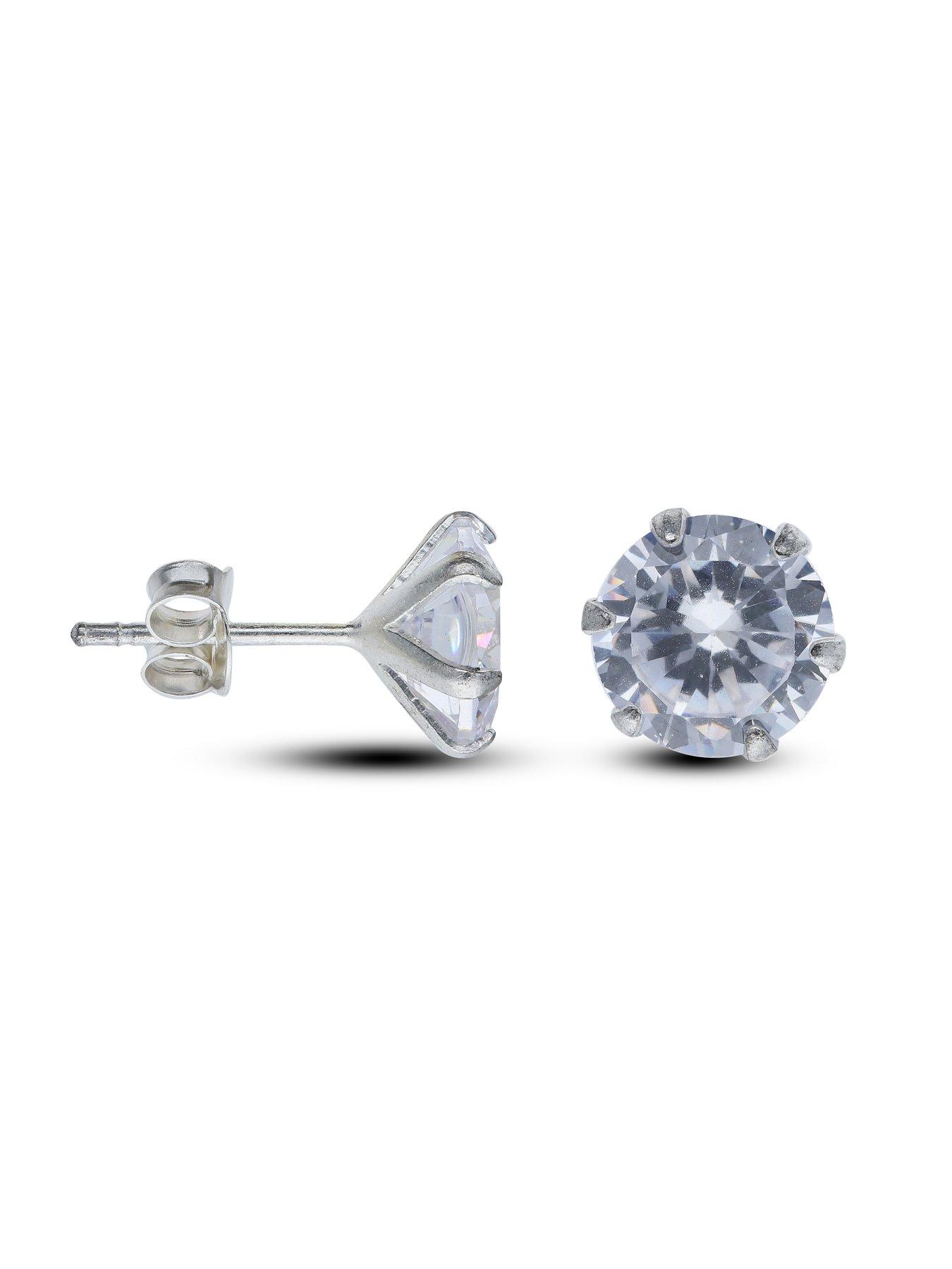 Image 2 of 3 of The Love Collection Sterling Silver Cubic Zirconia 5 Pair Stud Earring Set