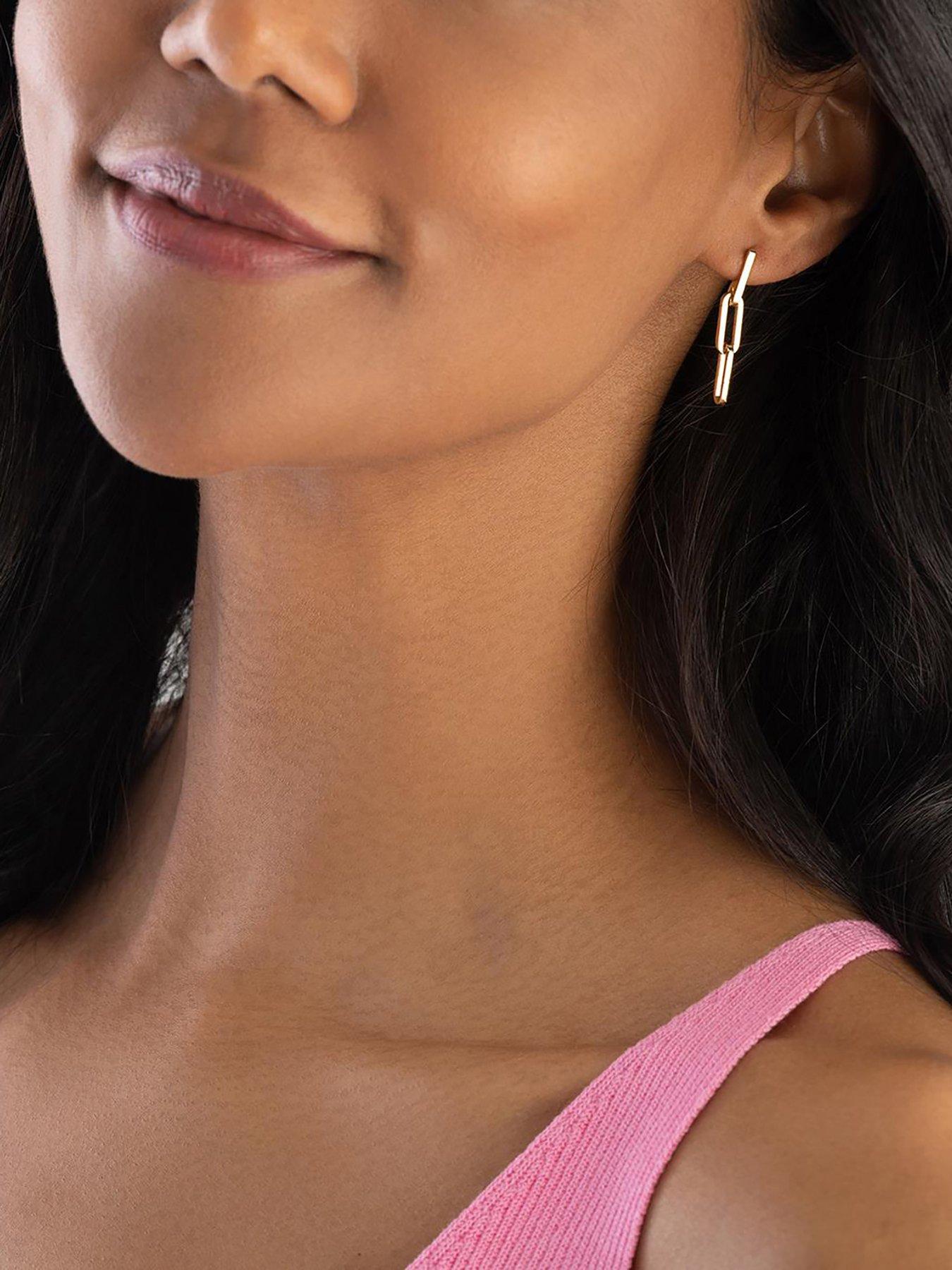 Beaverbrooks Silver Yellow Gold Plated Paperchain Earrings Very