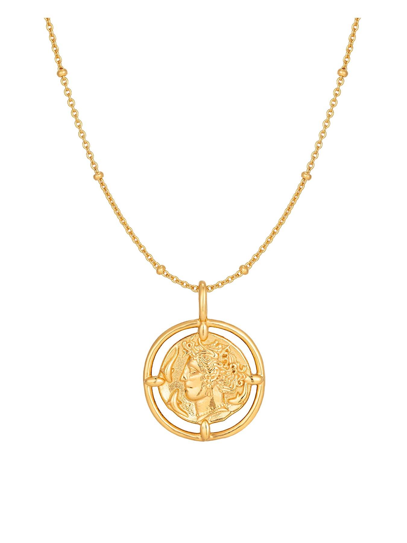 Product photograph of Seol Gold Coin Medallion Necklace from very.co.uk