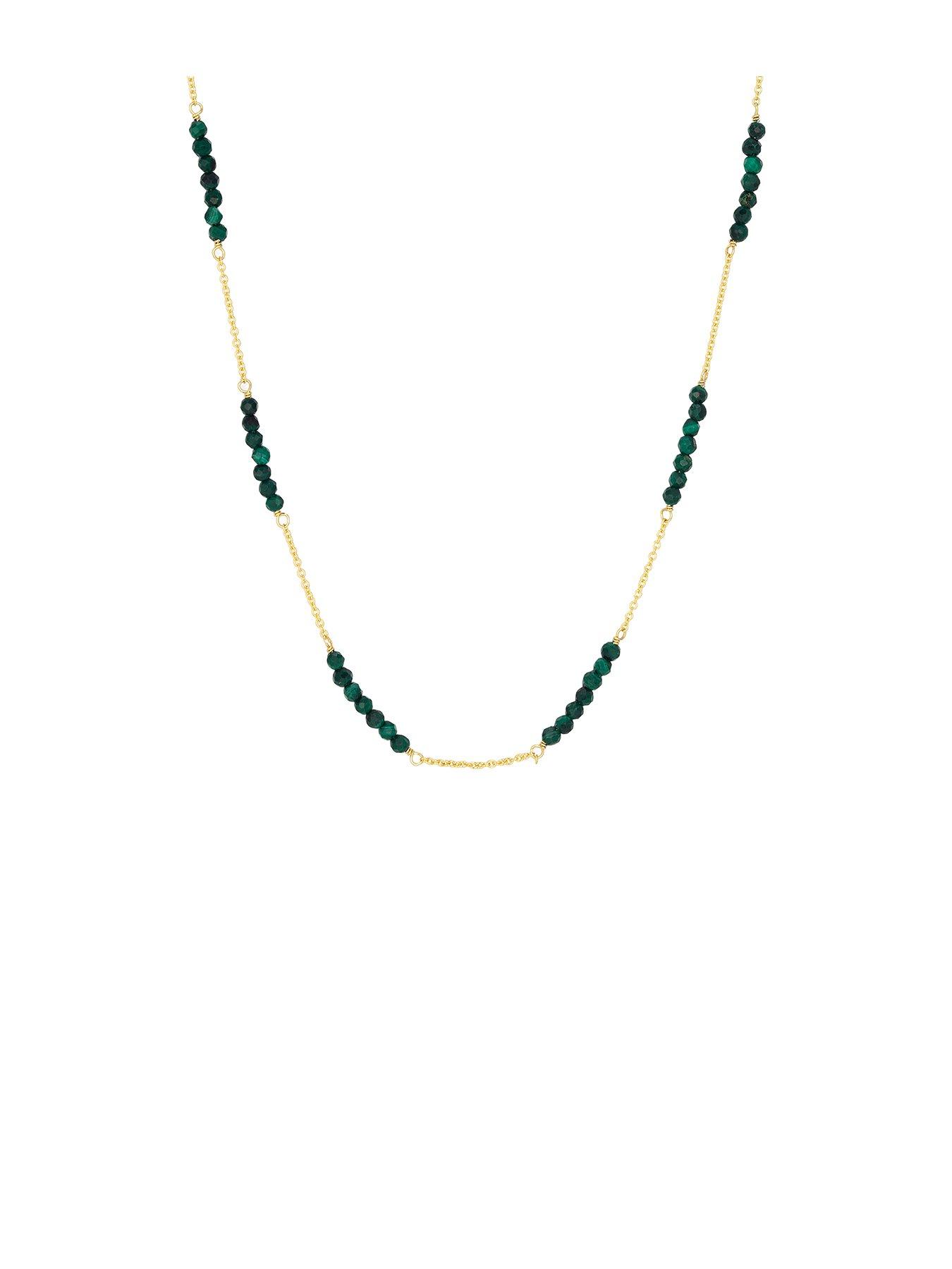 Product photograph of Seol Gold Malachite Bead Necklace from very.co.uk