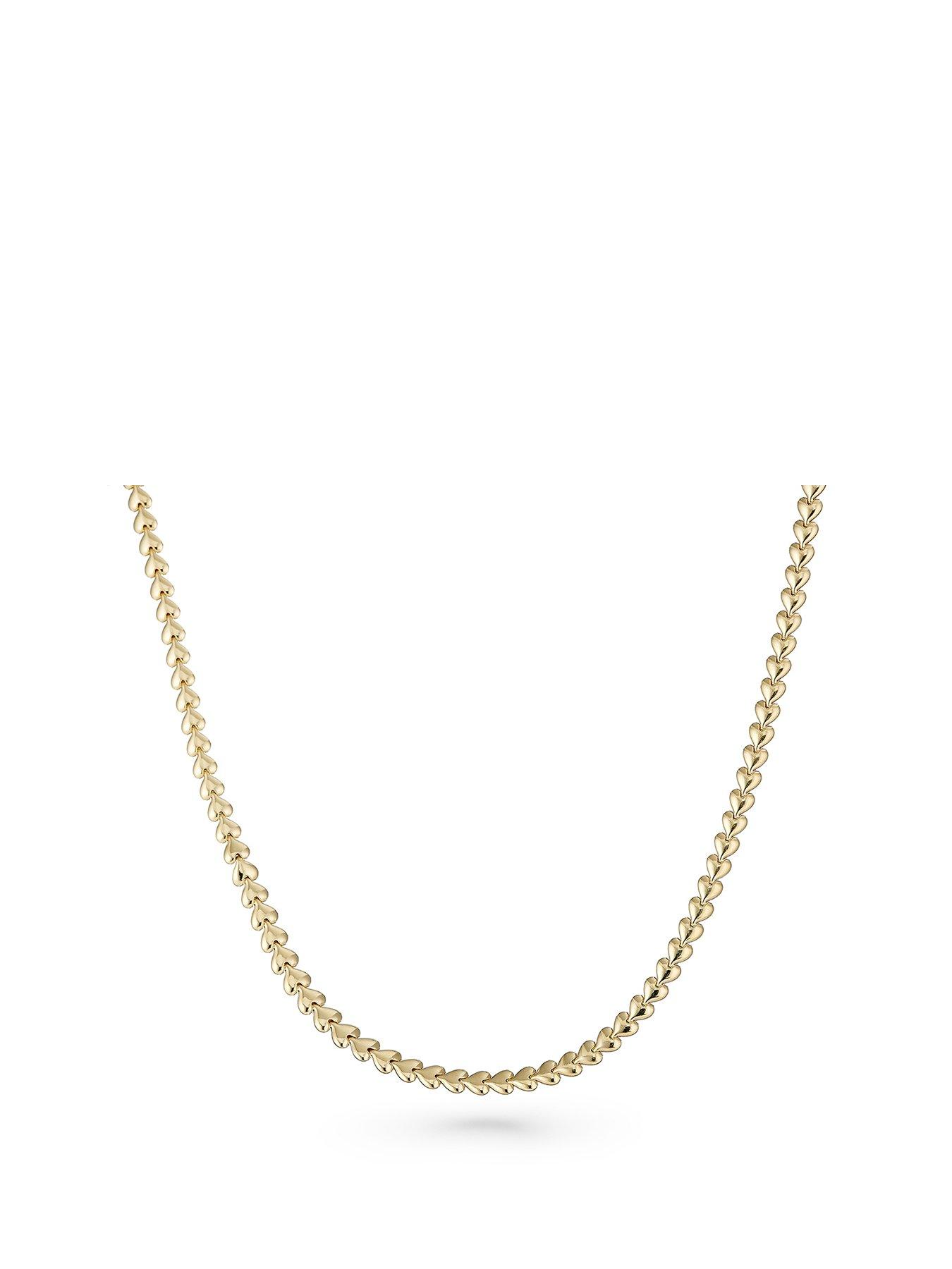 Silver Yellow Gold Plated Heart Link Necklace