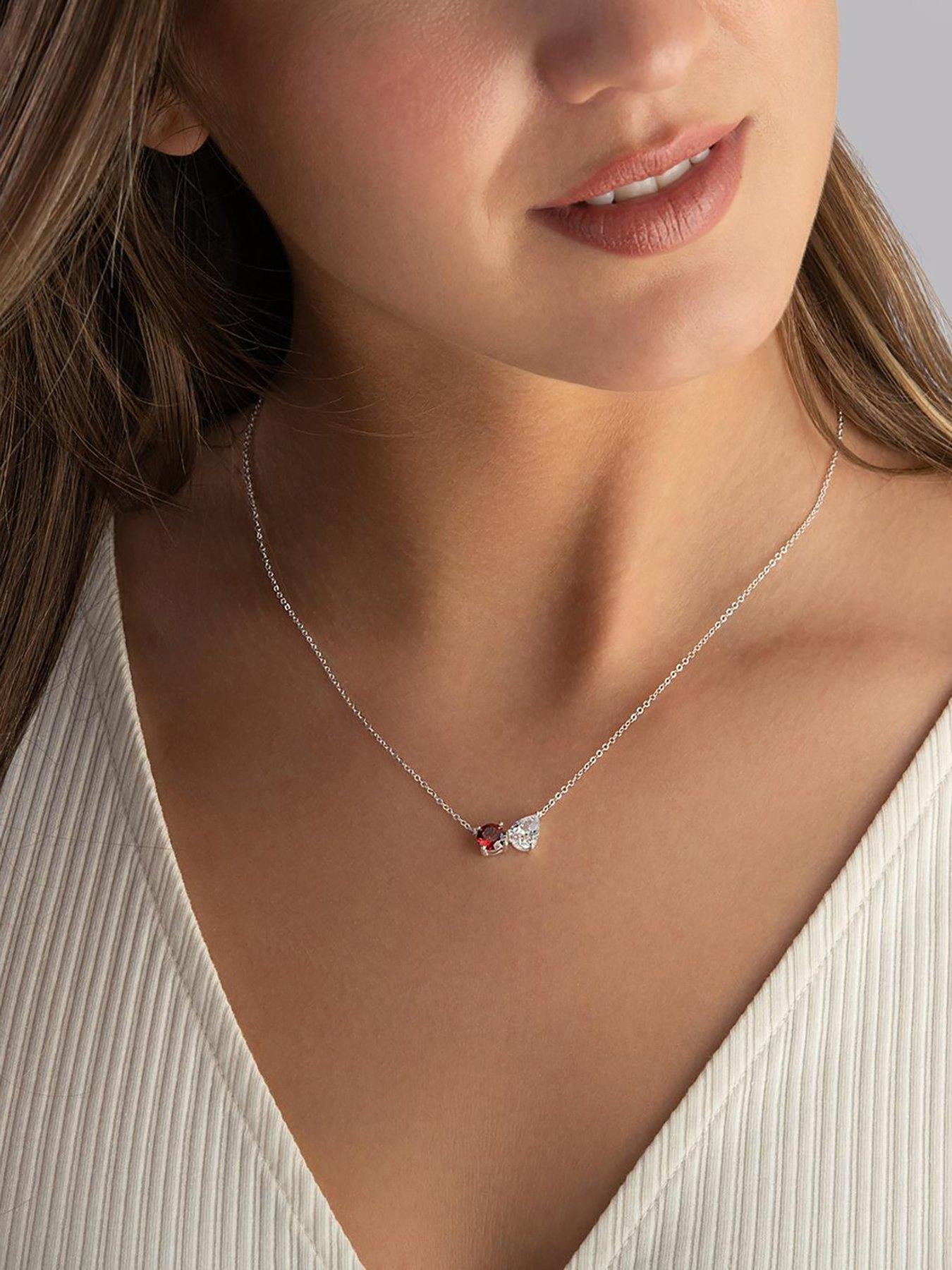 Silver and cubic hot sale zirconia necklace