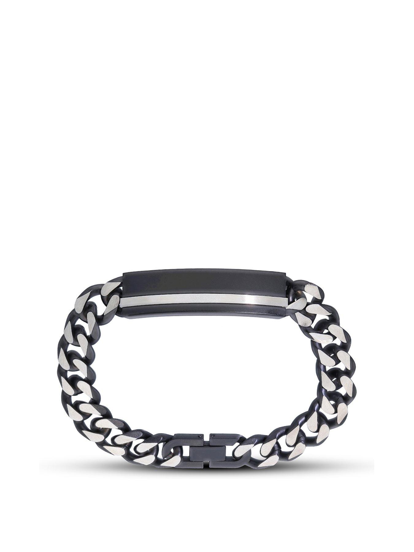 Product photograph of The Love Silver Collection Stainless Steel 2 Tone Id Bracelet from very.co.uk
