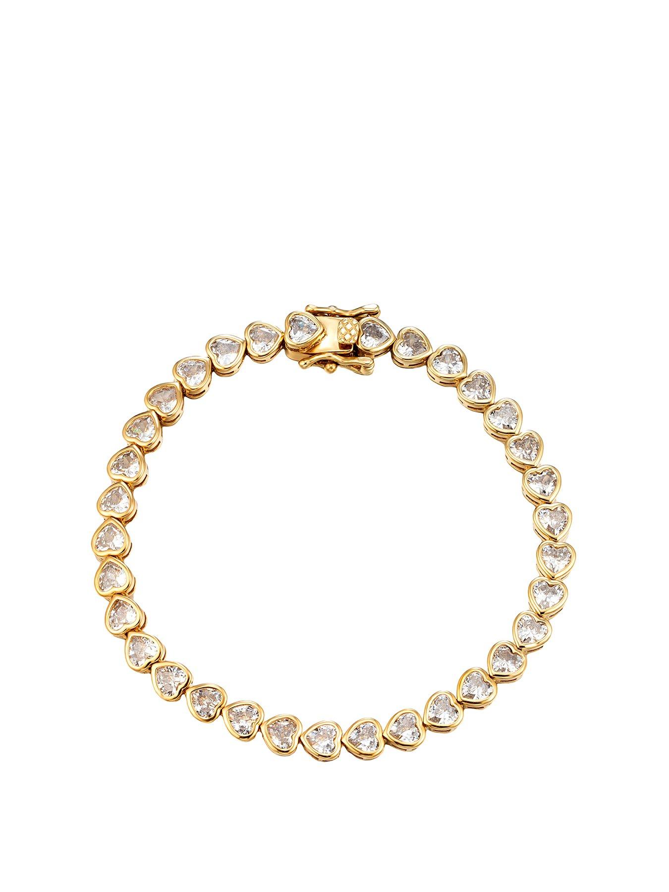 Product photograph of Seol Gold Heart Bezel Cz Tennis Bracelet 7 Inches from very.co.uk