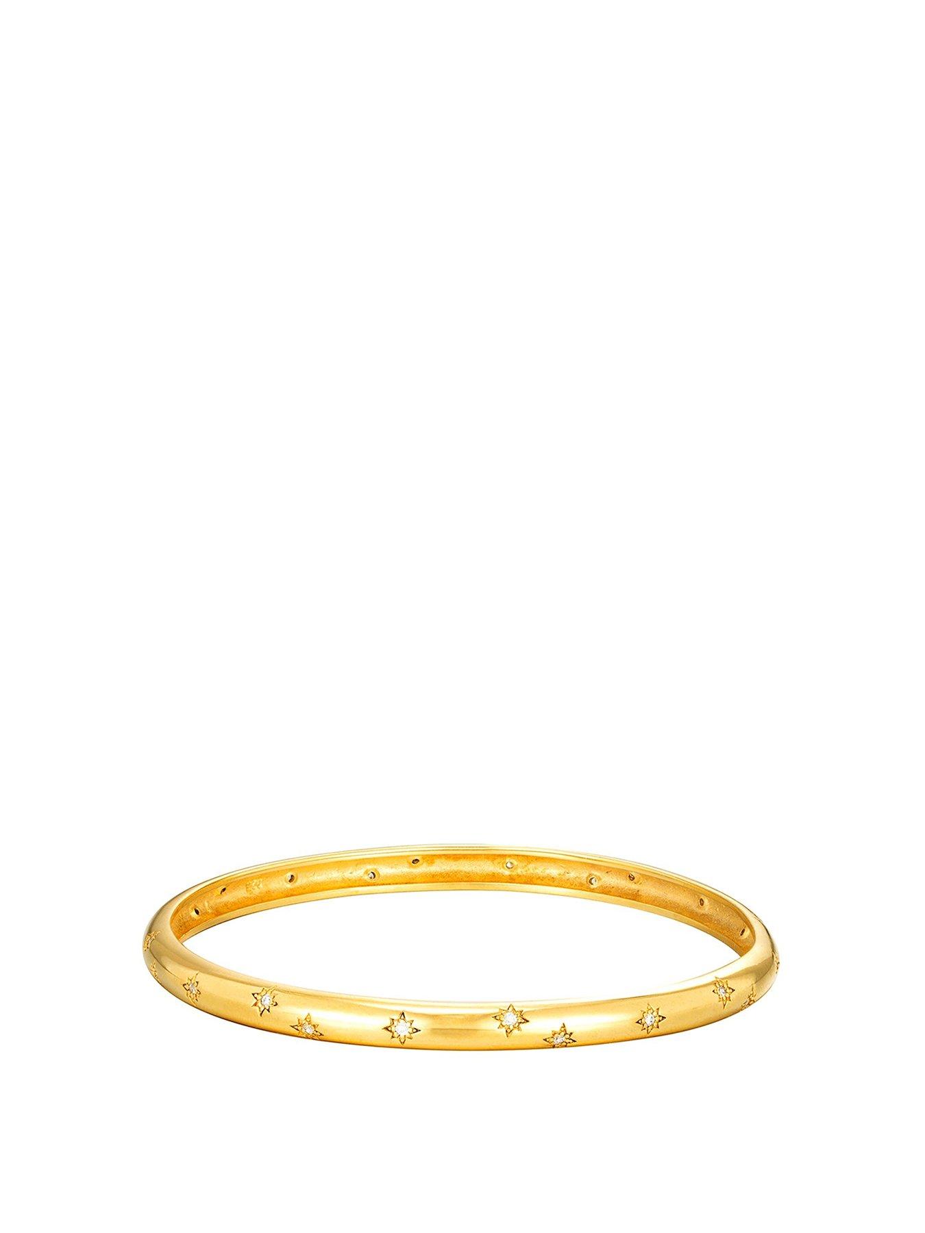 Product photograph of Seol Gold Starry Cz Chunky Bangle from very.co.uk