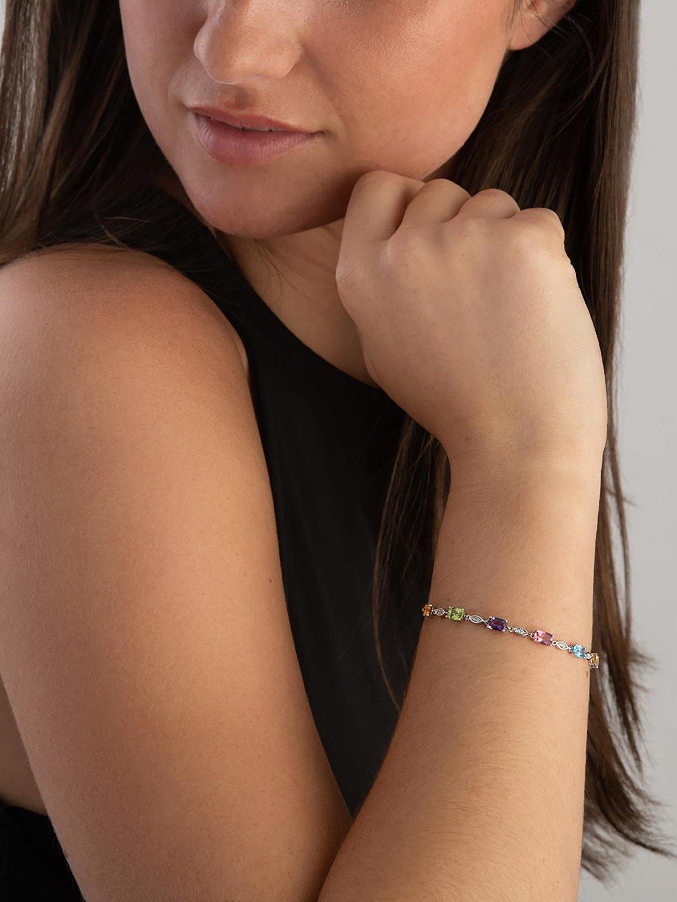 Image 6 of 7 of Beaverbrooks 9ct White Gold Diamond Mutli stone bracelet