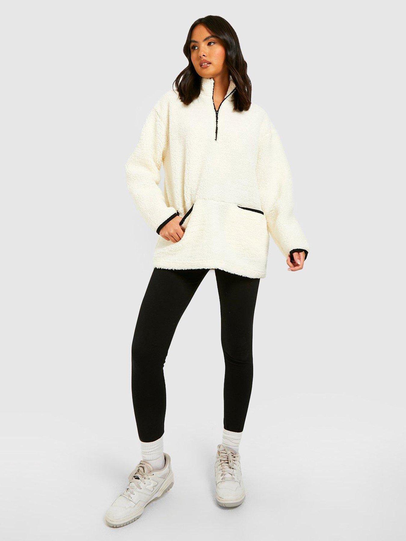 Boohoo Borg Half Zip Jumper Ecru very