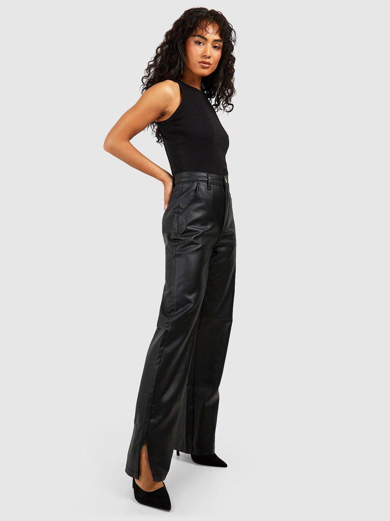 SPLIT WIDE-LEG JEANS - Black