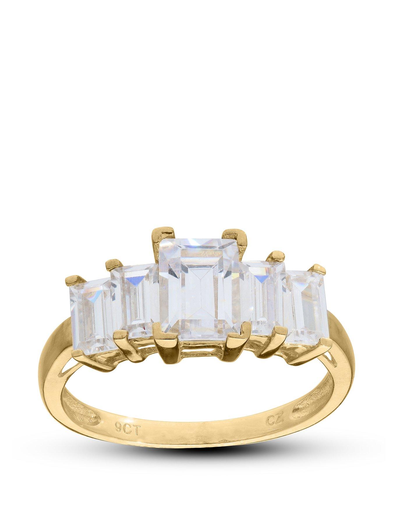 Product photograph of Love Gold 9ct Gold 5 Stone Cubic Zirconia Ring from very.co.uk