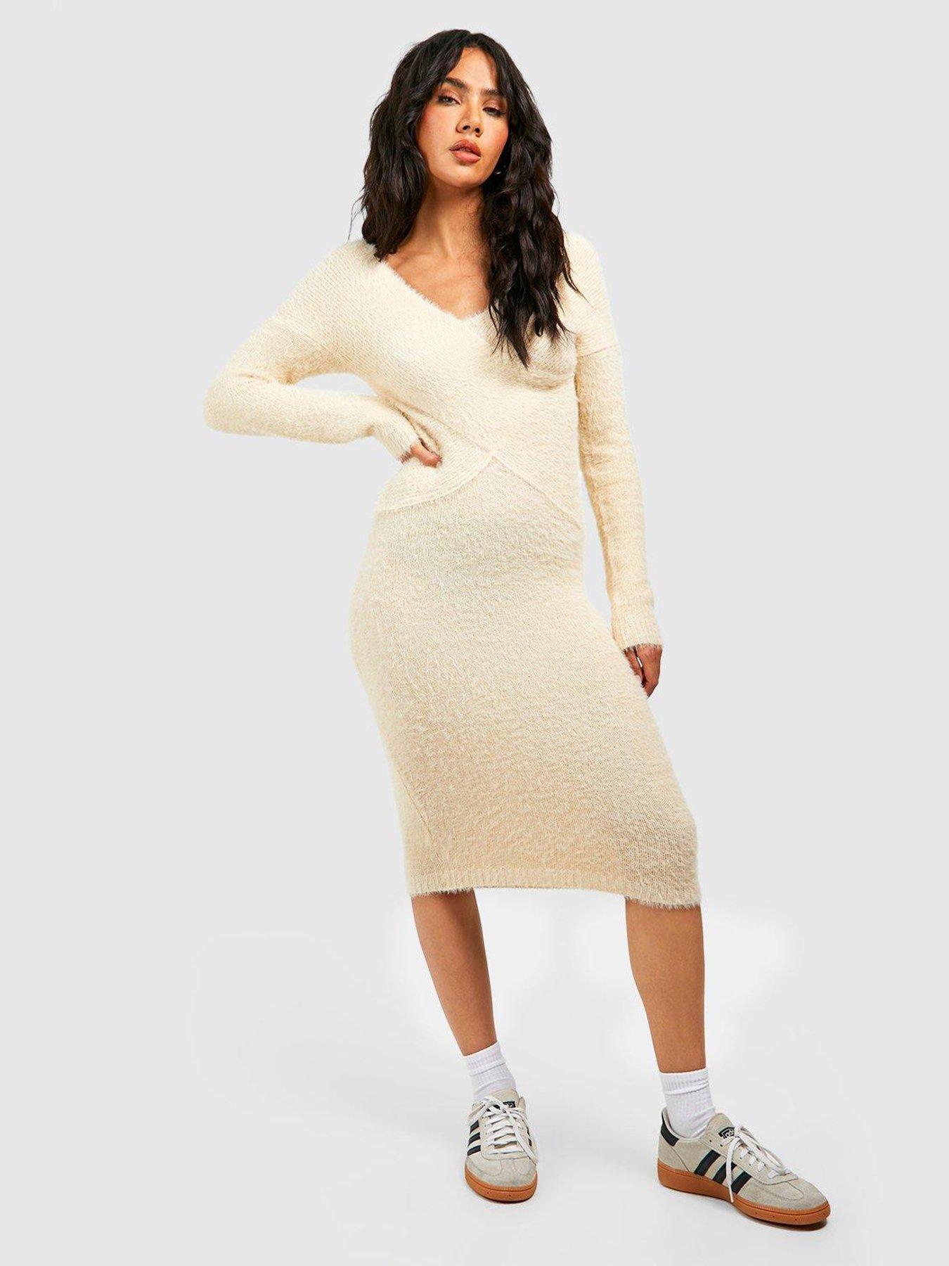 Boohoo cream outlet dress