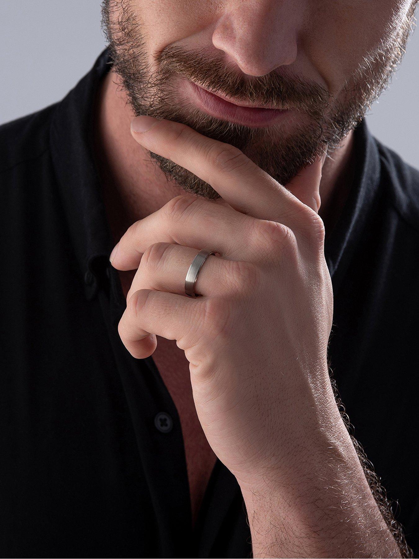 Beaverbrooks Platinum Brushed Men's Wedding Ring very.co.uk